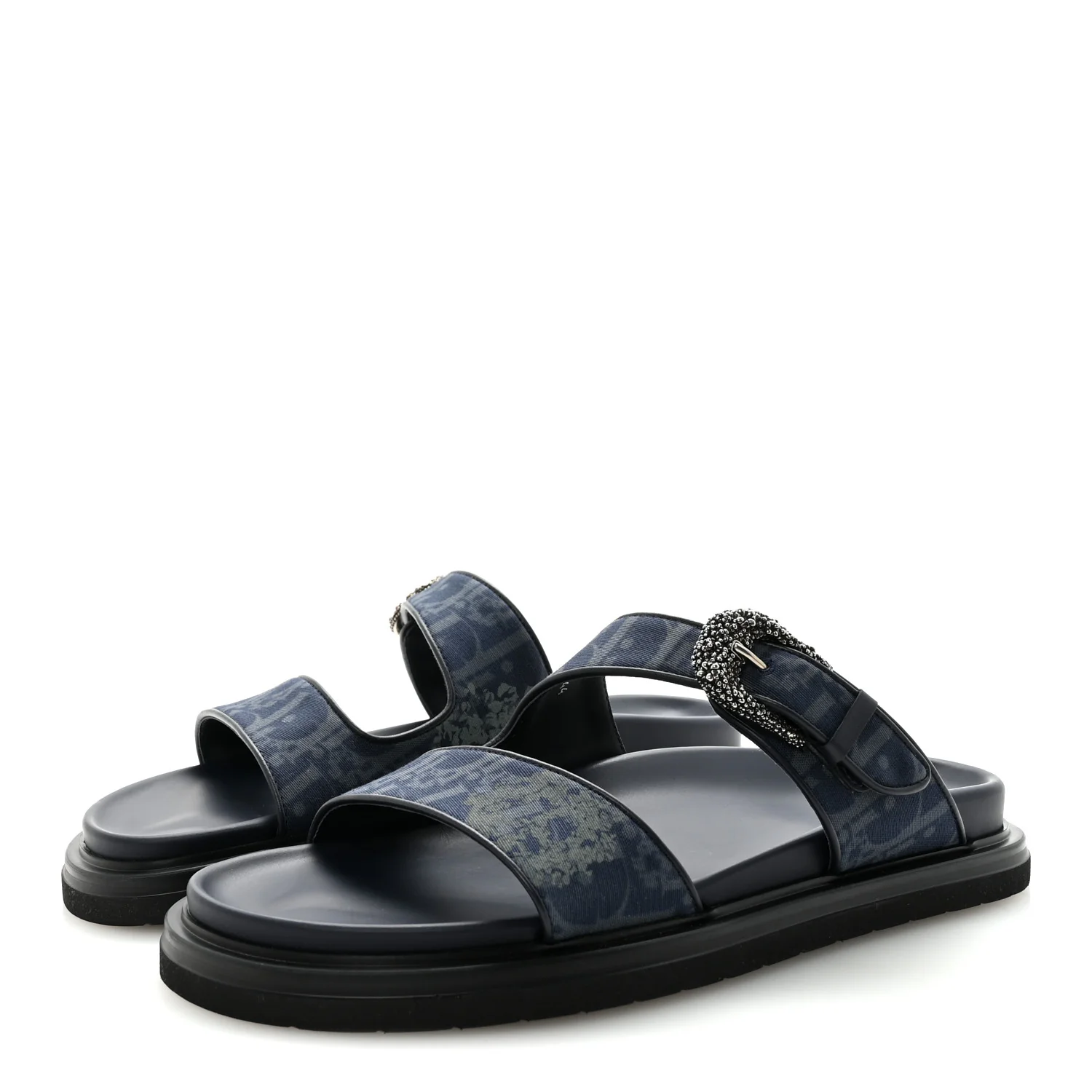 X DENIM TEARS Denim Calfskin Oblique Mens Sandals 44 Blue - Image 4