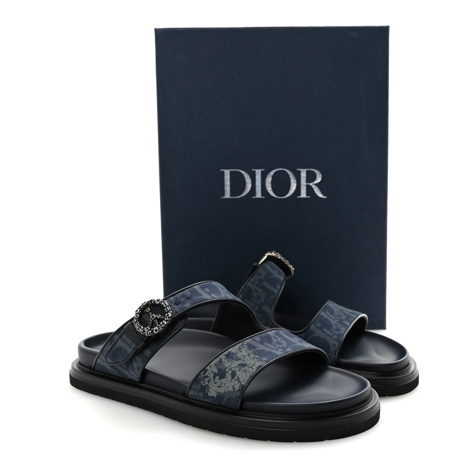 X DENIM TEARS Denim Calfskin Oblique Mens Sandals 44 Blue - Image 9