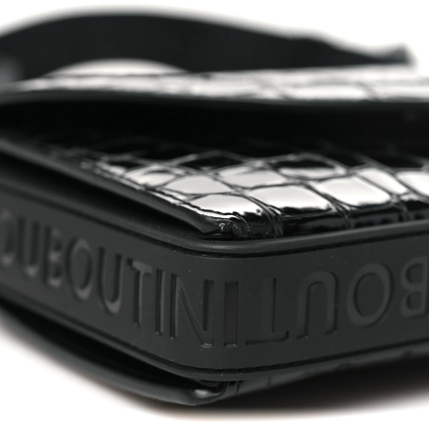Calfskin Embossed Crocodile Loubi54 Explorafunk Crossbody Bag Black - Image 8