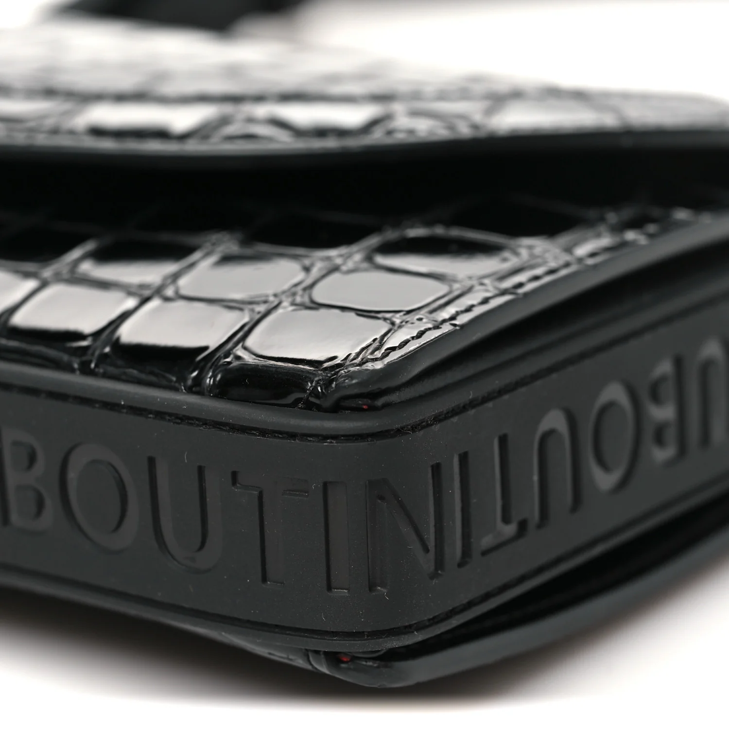 Calfskin Embossed Crocodile Loubi54 Explorafunk Crossbody Bag Black - Image 9