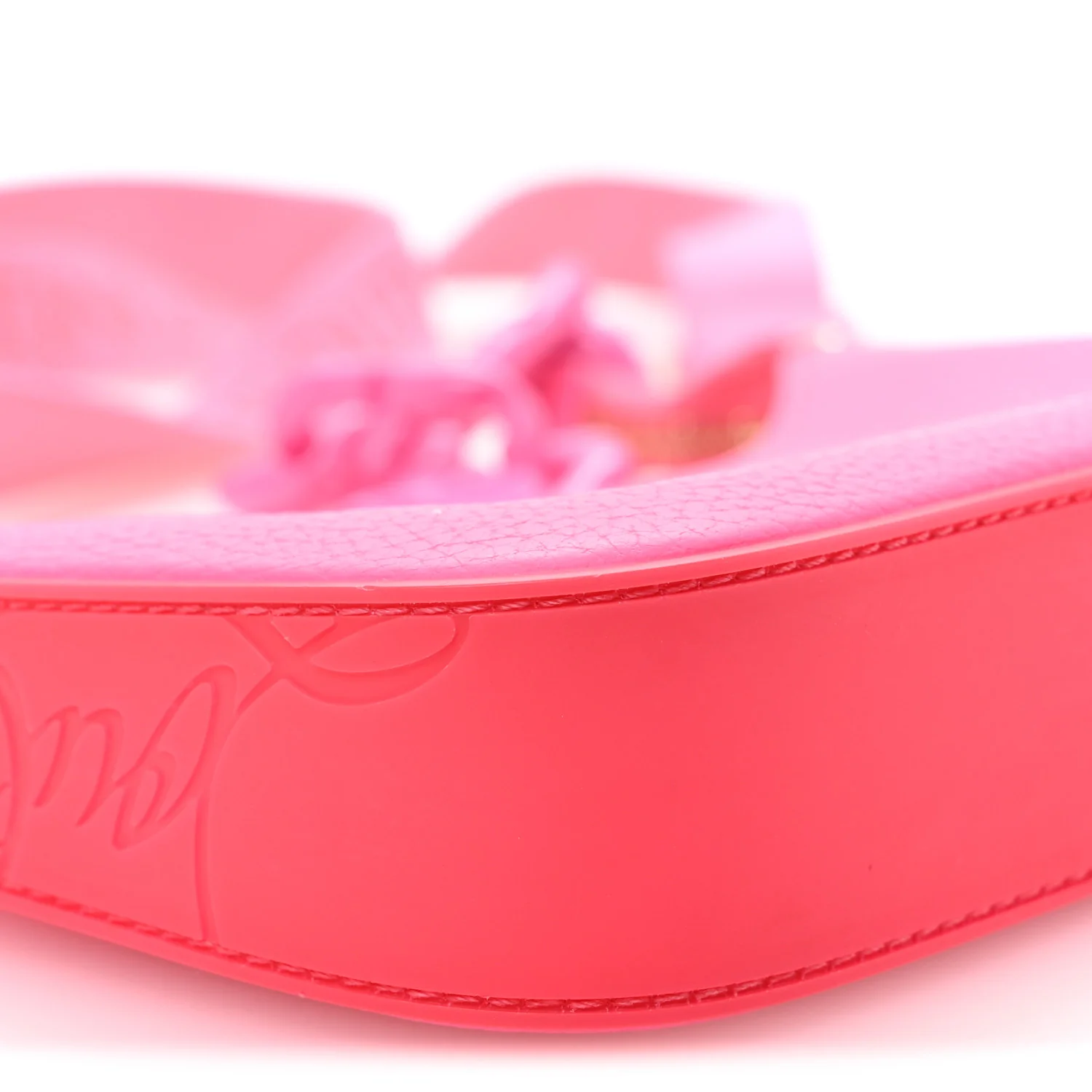 Calfskin Gomme Mini Loubila Chain Shoulder Bag Fluo Pink - Image 9