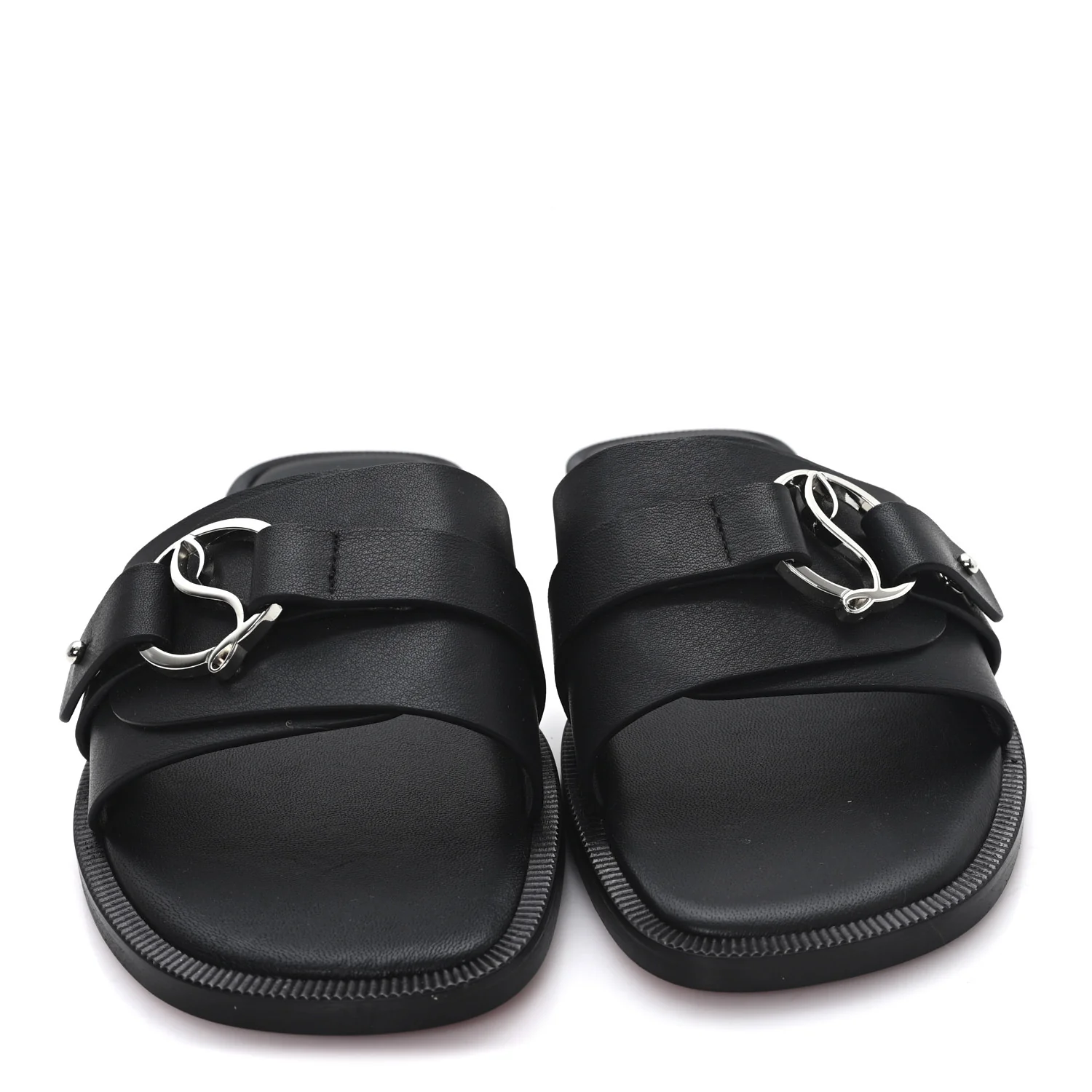 Calfskin Her In Roma Flat Slides 37.5 Black - Image 3
