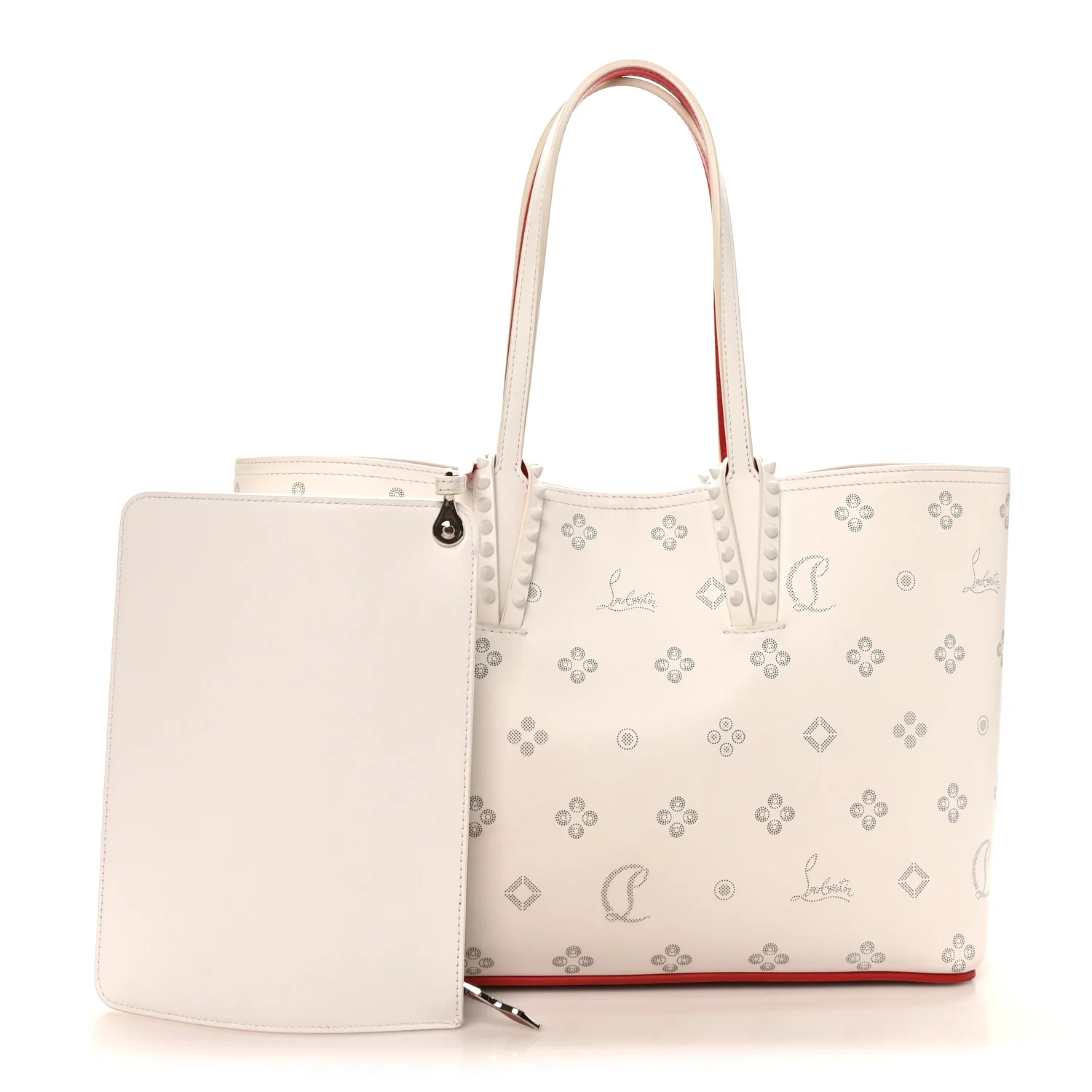 Calfskin Loubinthesky Mini East West Cabata Tote White - Image 3