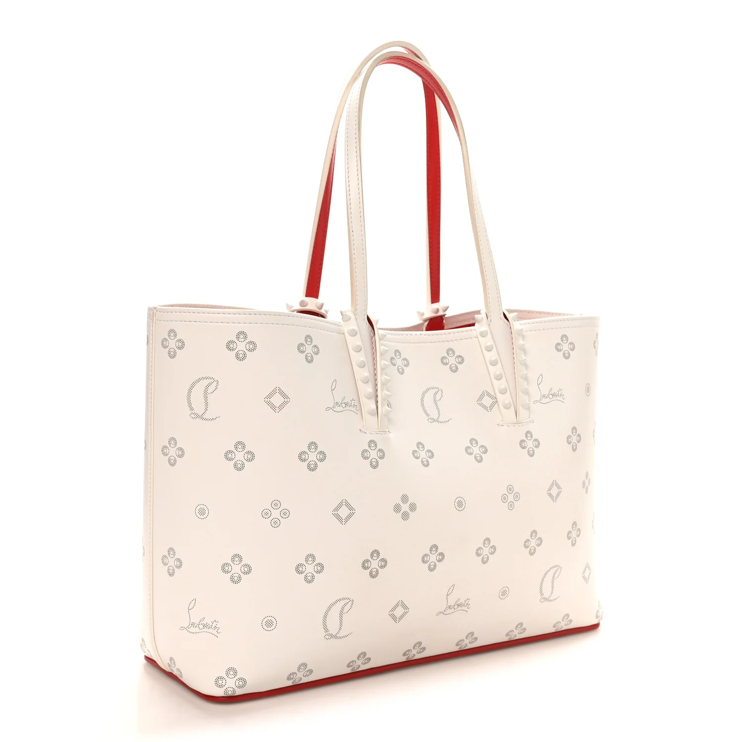Calfskin Loubinthesky Mini East West Cabata Tote White - Image 4