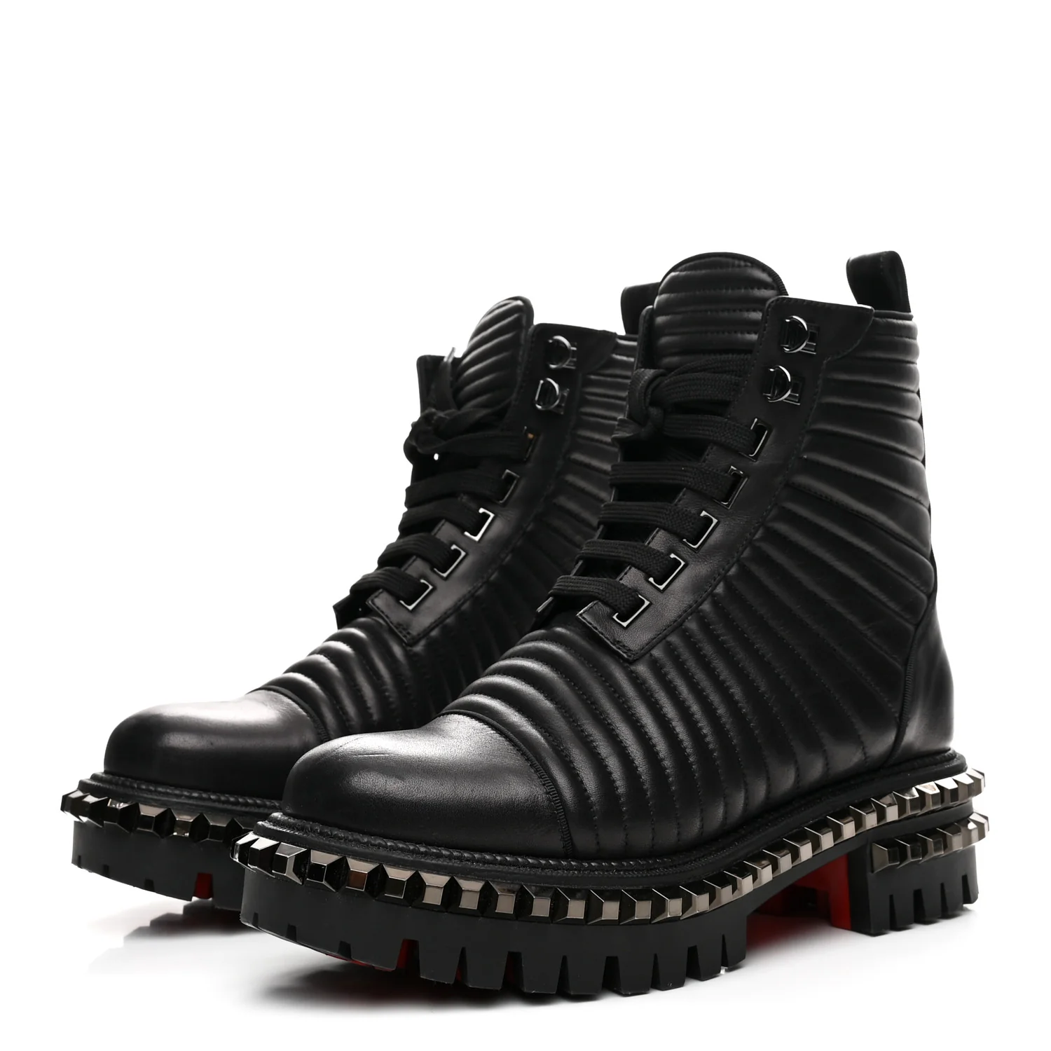 Calfskin Quilted Yetota Combat Boots 37 Black - Image 4