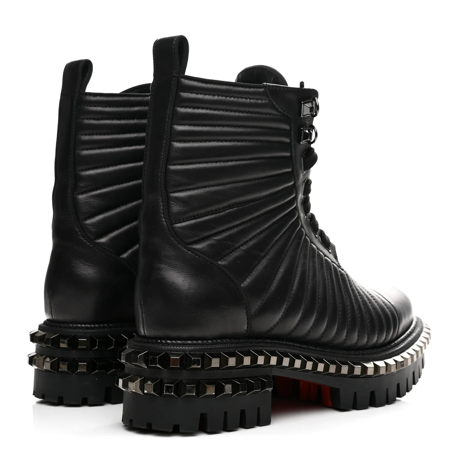 Calfskin Quilted Yetota Combat Boots 37 Black - Image 5
