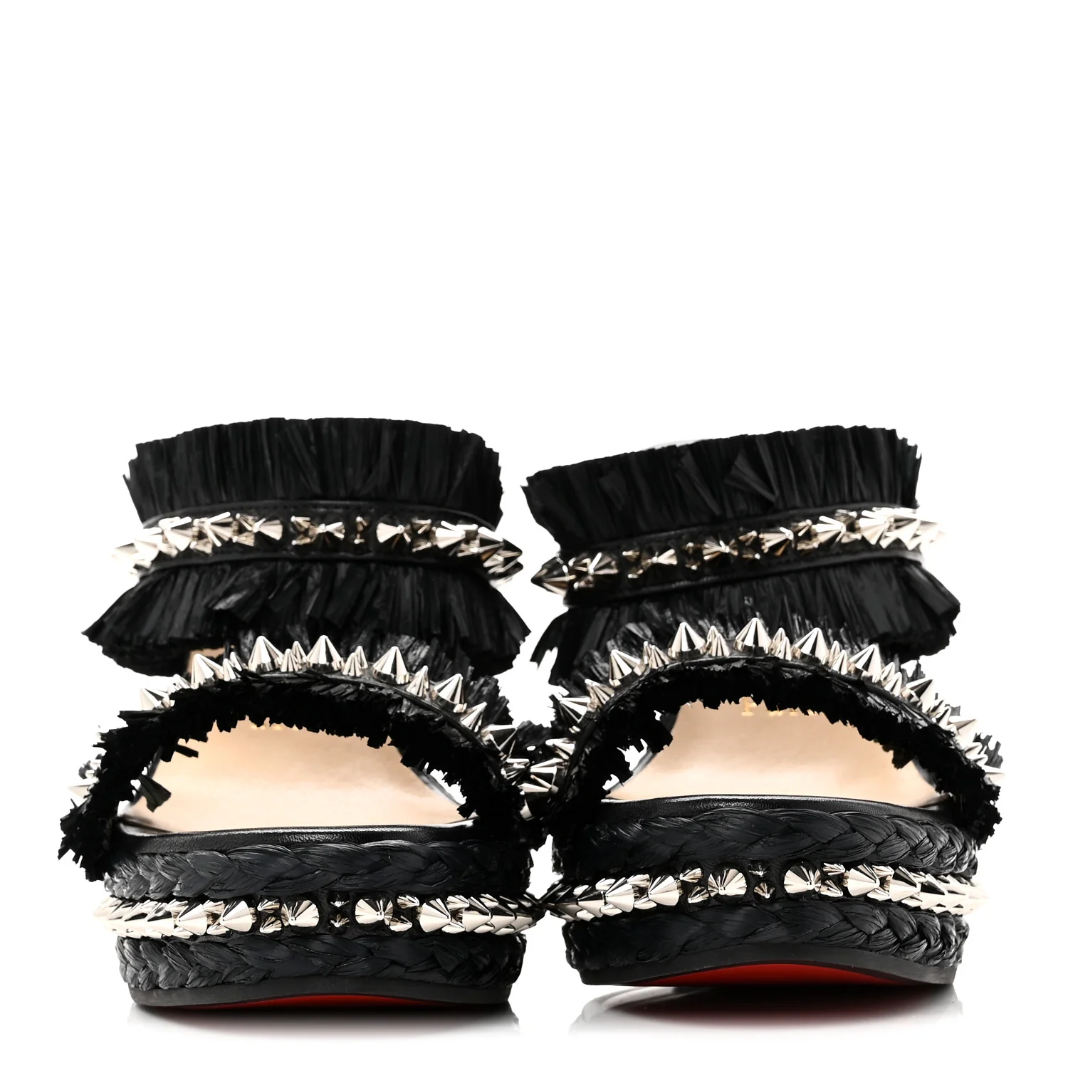 Calfskin Raffia Marivodu Sandals 37 Black - Image 3