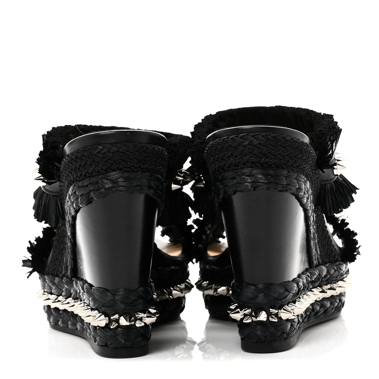 Calfskin Raffia Marivodu Sandals 37 Black - Image 6