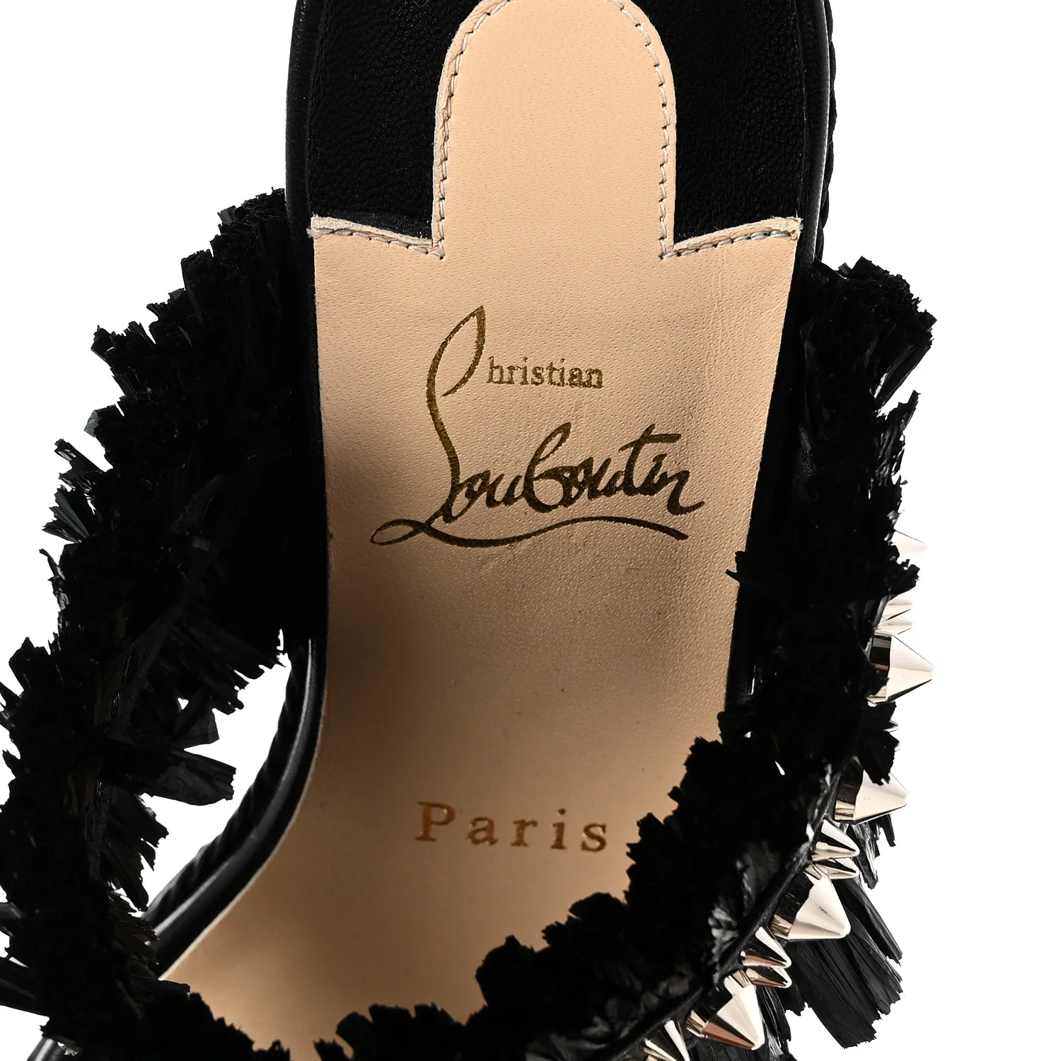 Calfskin Raffia Marivodu Sandals 37 Black - Image 9