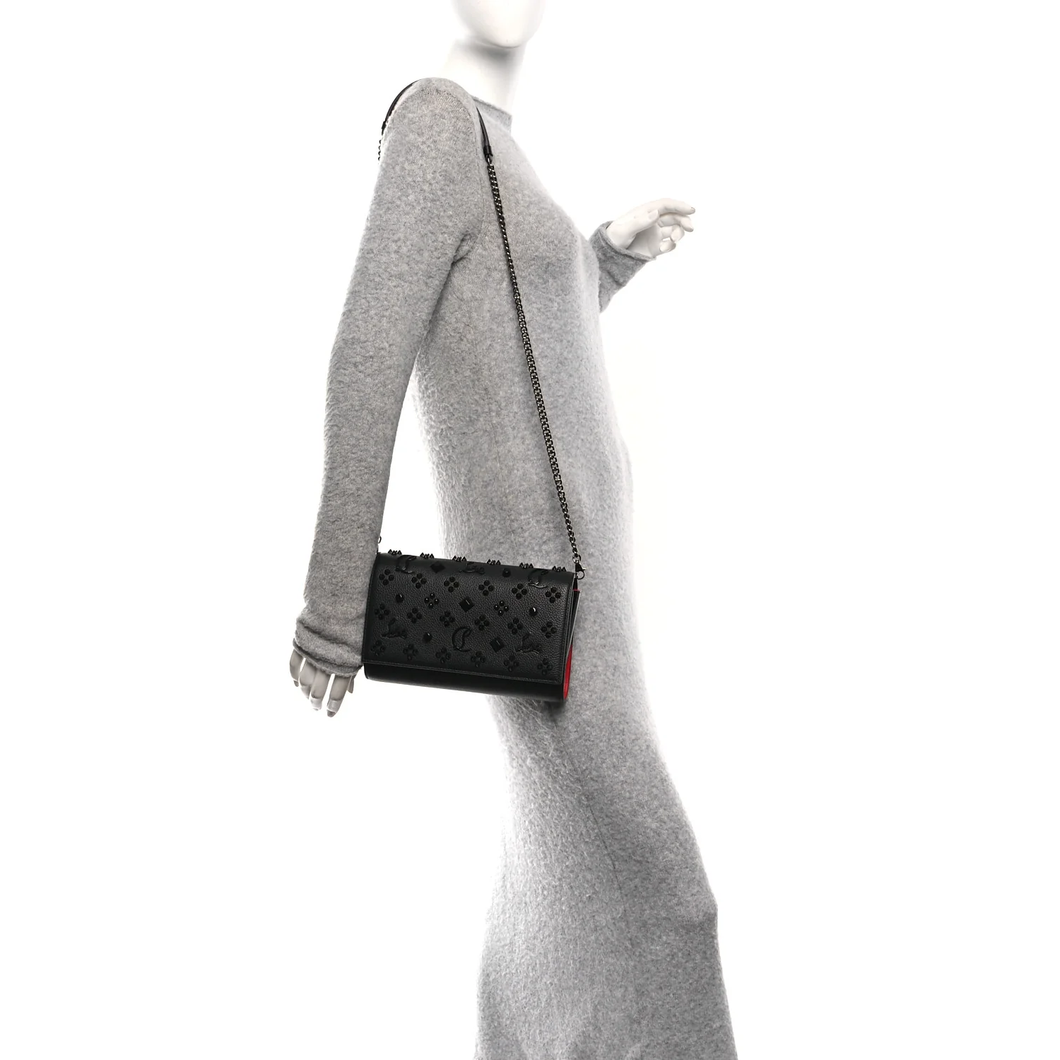 Calfskin Spikes Loubinthesky Paloma Clutch Black - Image 2