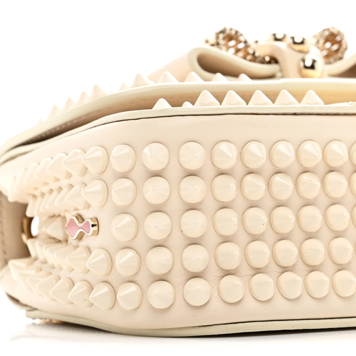 Calfskin Spikes Sweety Charity Shoulder Bag Beige - Image 8