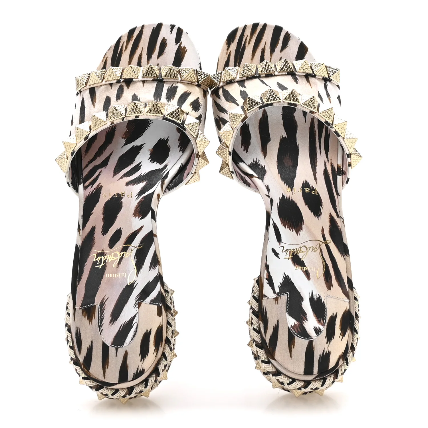 Crepe Satin Leopard Print Pyramule 30mm Sandals 38 Multicolor - Image 2