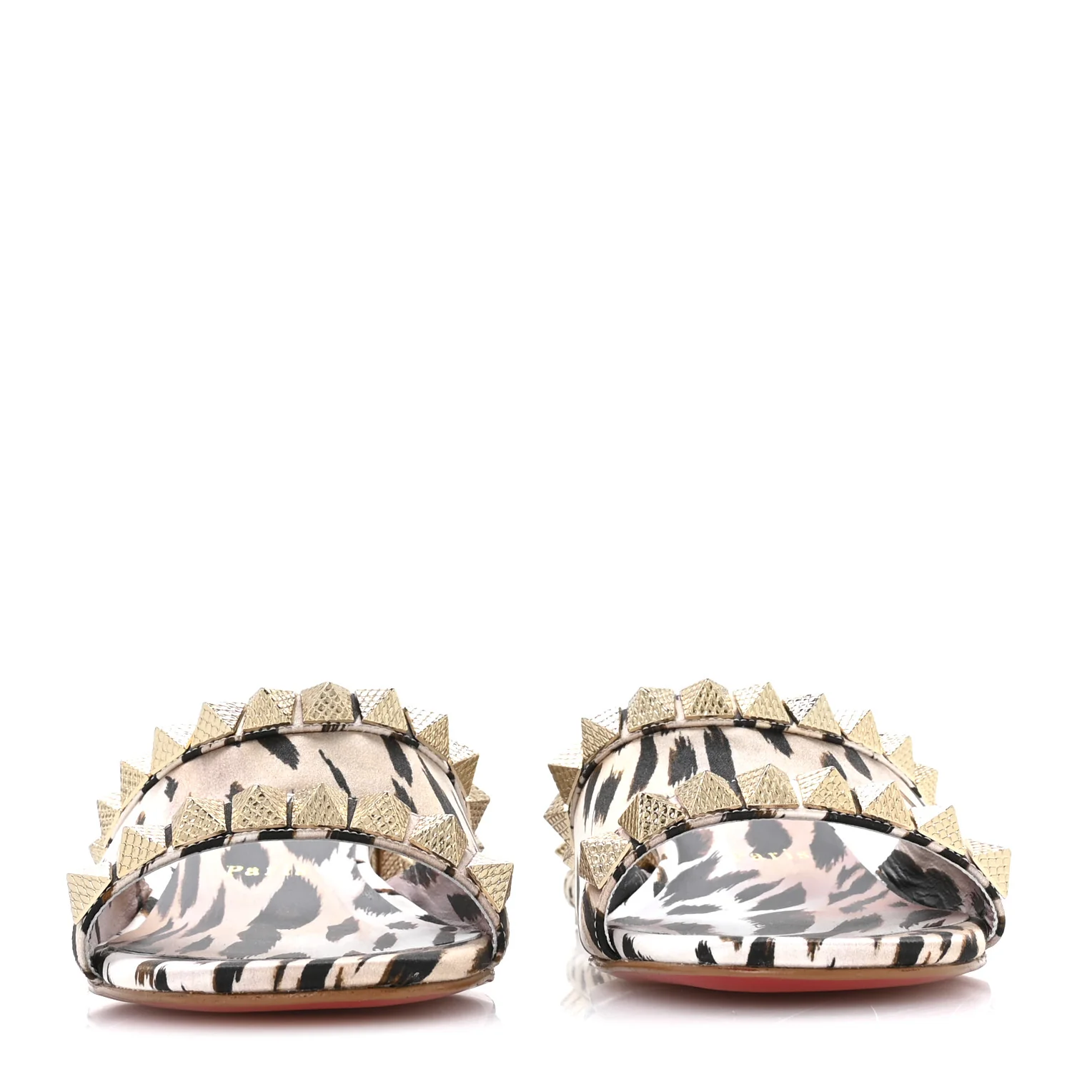Crepe Satin Leopard Print Pyramule 30mm Sandals 38 Multicolor - Image 3