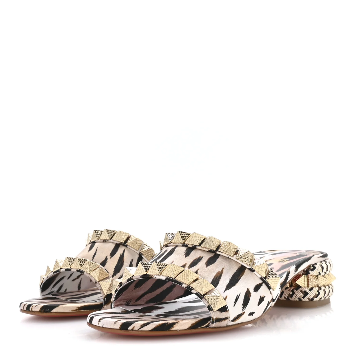 Crepe Satin Leopard Print Pyramule 30mm Sandals 38 Multicolor - Image 4