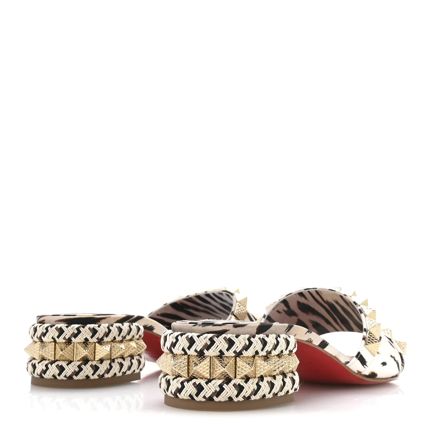 Crepe Satin Leopard Print Pyramule 30mm Sandals 38 Multicolor - Image 5