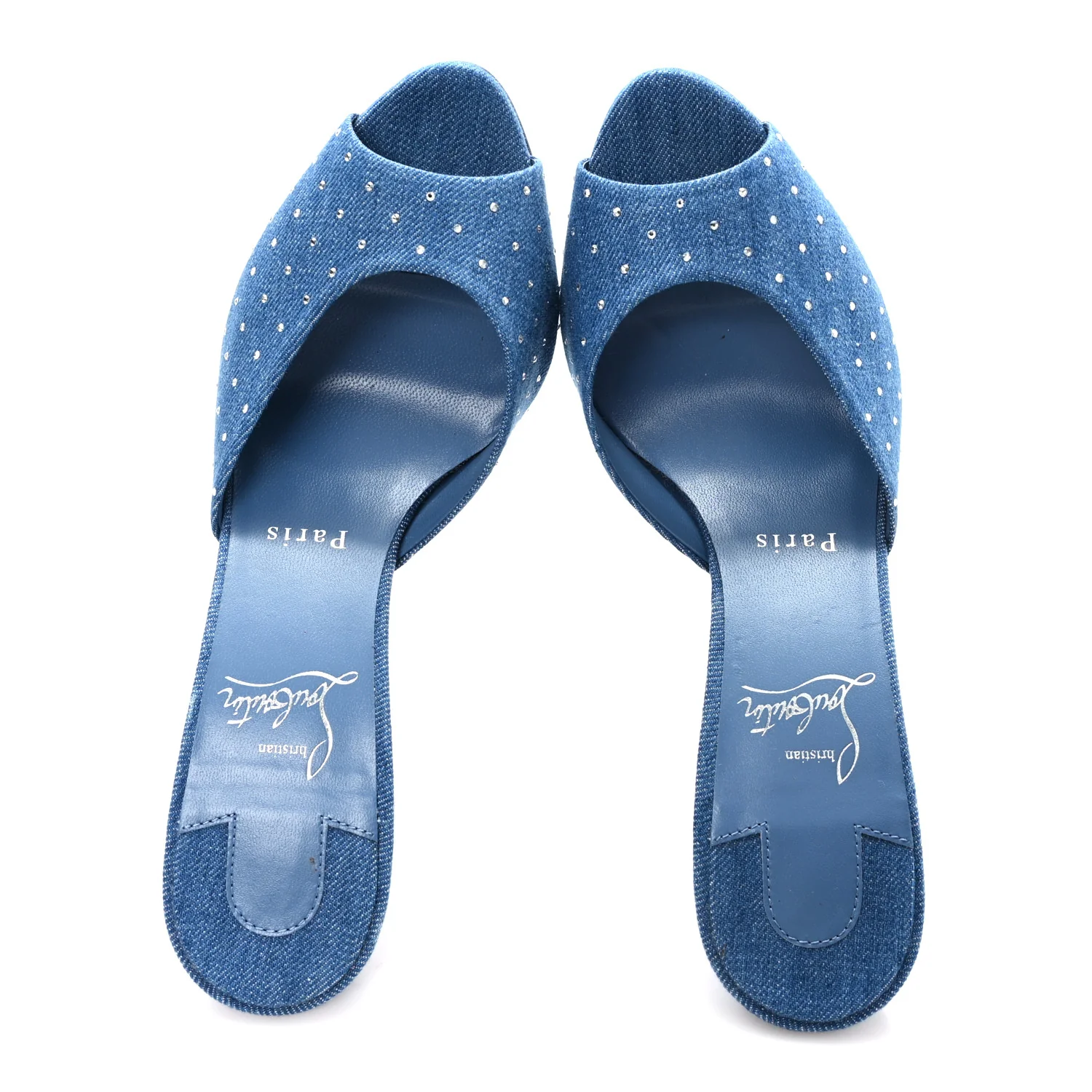 Denim Strass Me Dolly 100mm Sandals 38.5 Blue - Image 2