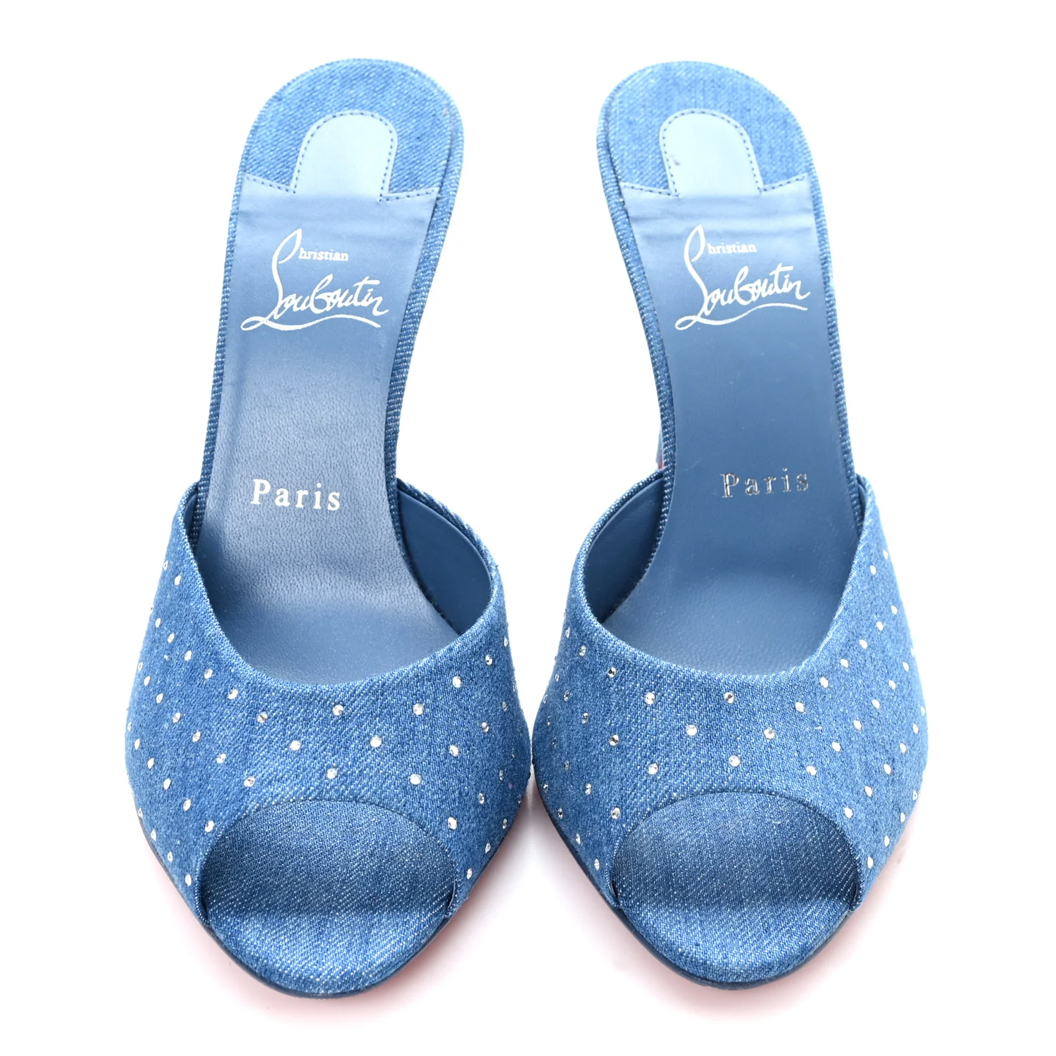 Denim Strass Me Dolly 100mm Sandals 38.5 Blue - Image 3