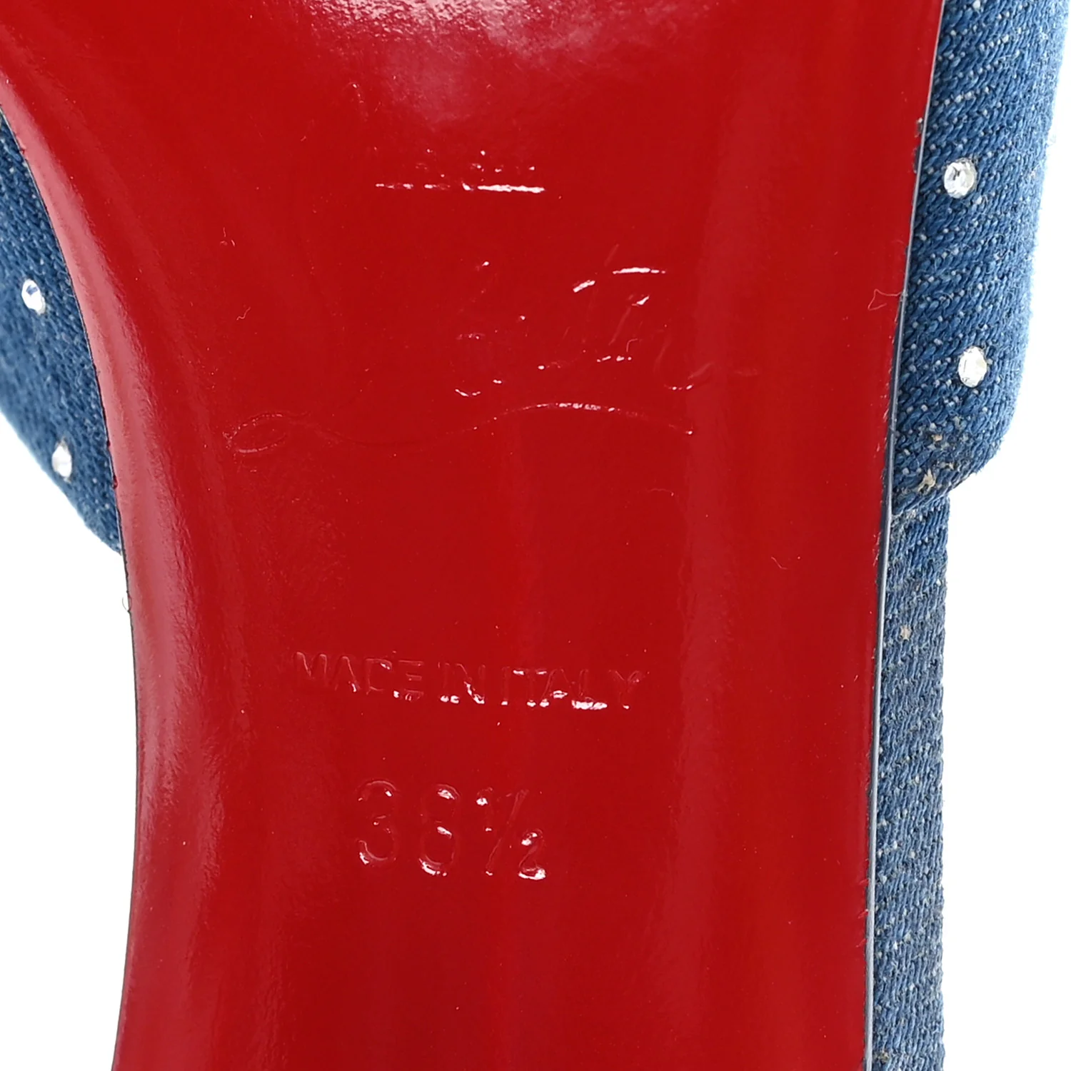 Denim Strass Me Dolly 100mm Sandals 38.5 Blue - Image 7