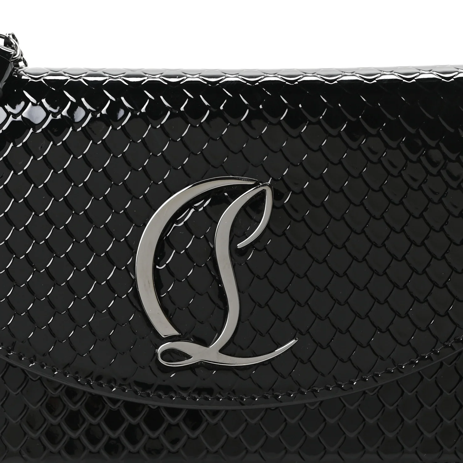 Jurassic Snakeskin Embossed Loubi54 Crossbody Clutch Black - Image 7