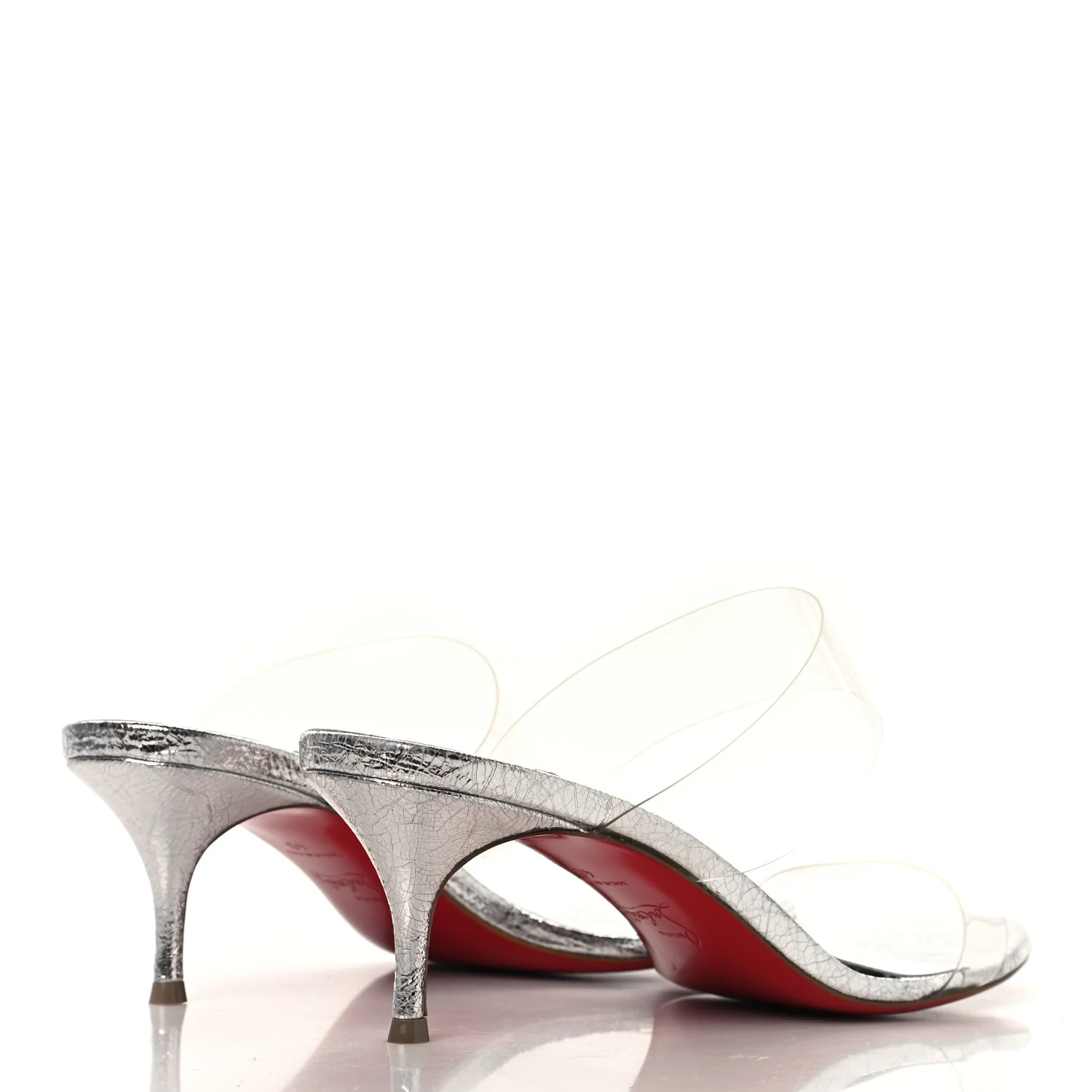 Laminated Vint Calfskin PVC Just Nothing 55 Slide Sandals 40 Silver - Image 11