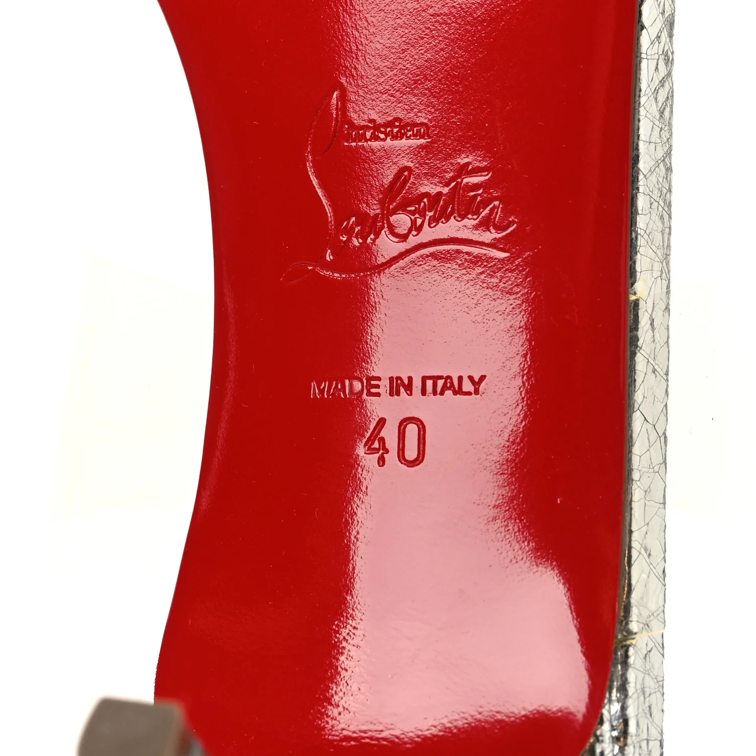 Laminated Vint Calfskin PVC Just Nothing 55 Slide Sandals 40 Silver - Image 15