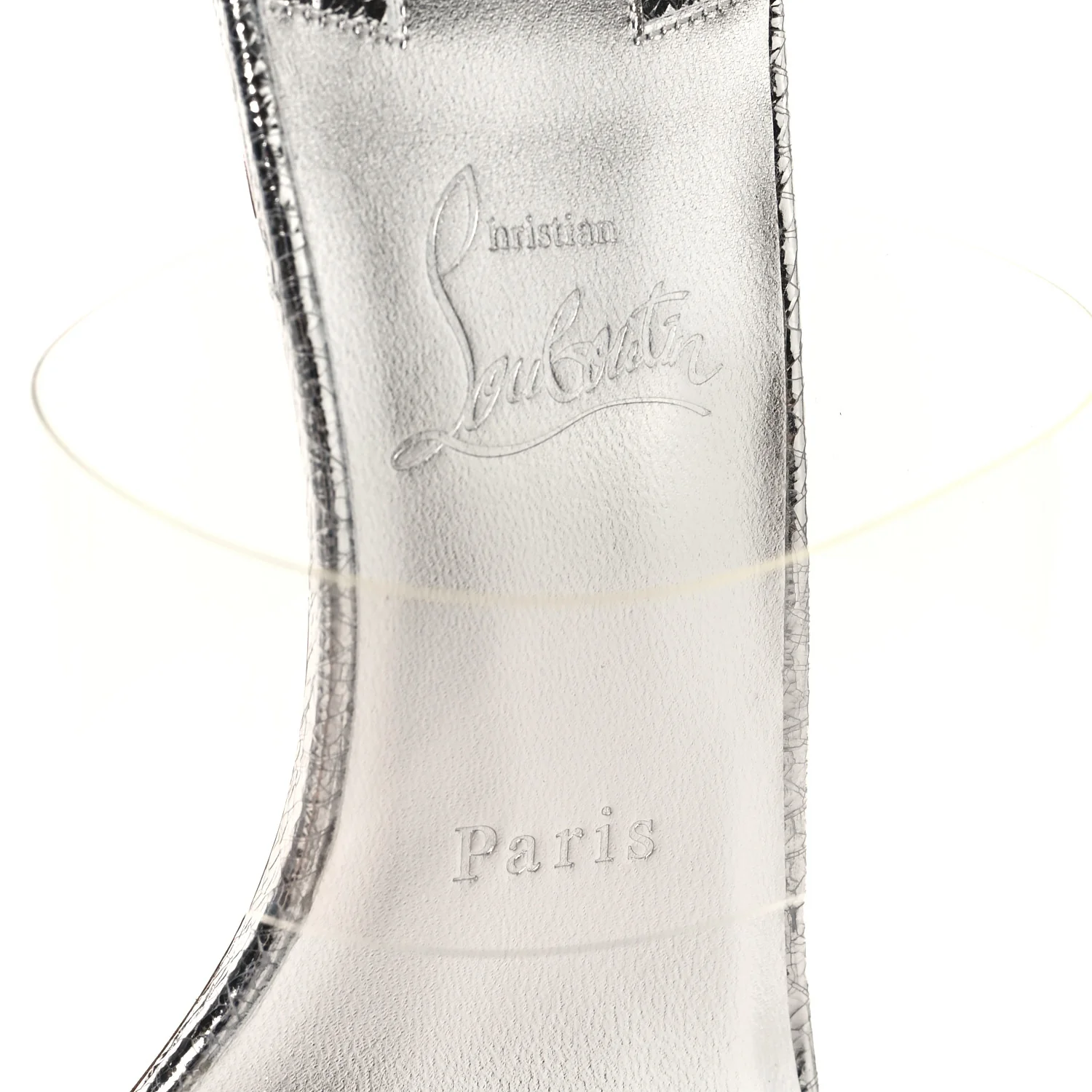 Laminated Vint Calfskin PVC Just Nothing 55 Slide Sandals 40 Silver - Image 17