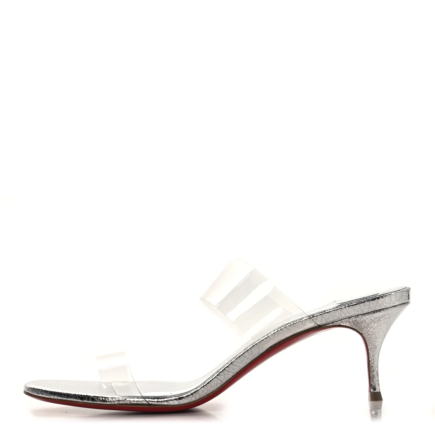 Laminated Vint Calfskin PVC Just Nothing 55 Slide Sandals 40 Silver - Image 2
