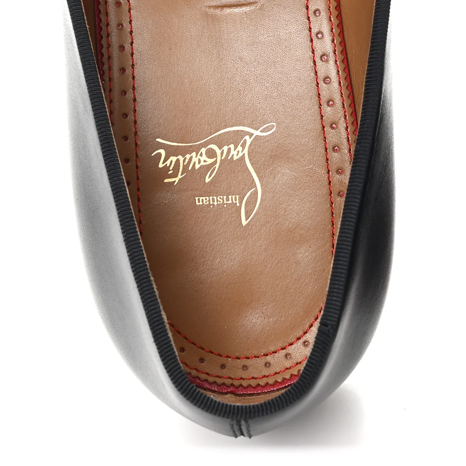Mens Calfskin Brosse Dandelion Flat Loafers 43.5 Black - Image 8