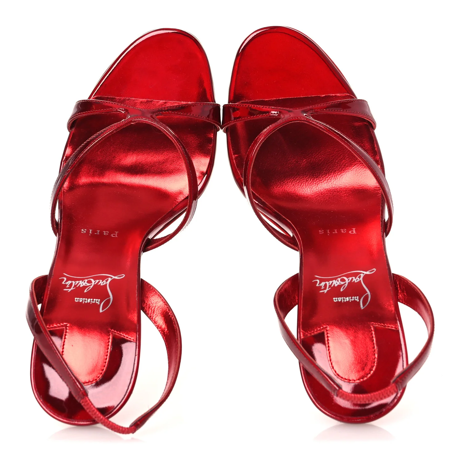 Metallic Patent Psychic Emilie 100 Slingback Sandals 39 Loubi - Image 2