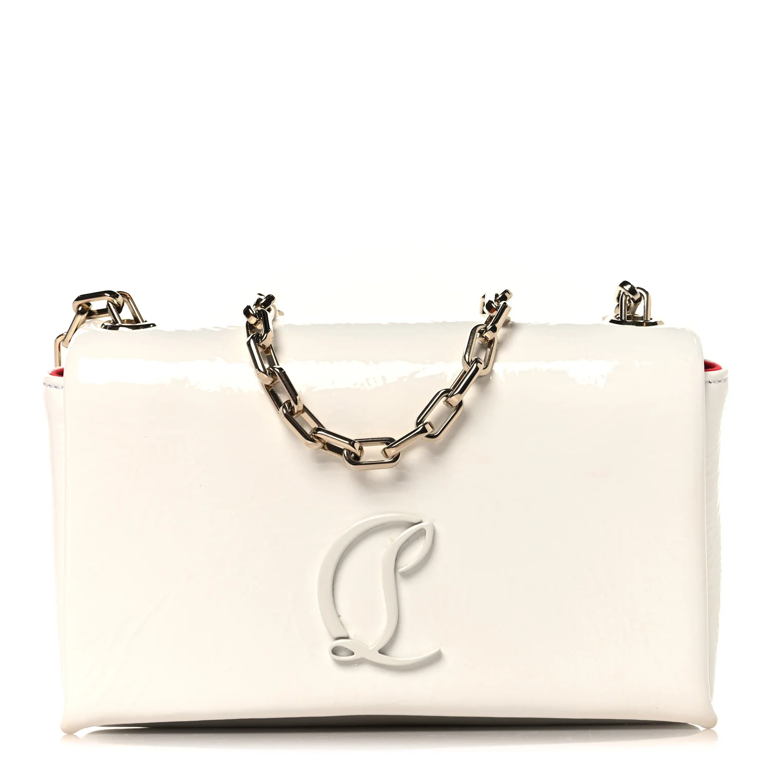Naplak Patent Calfskin Monochrome Small Loubi54 Shoulder Bag White