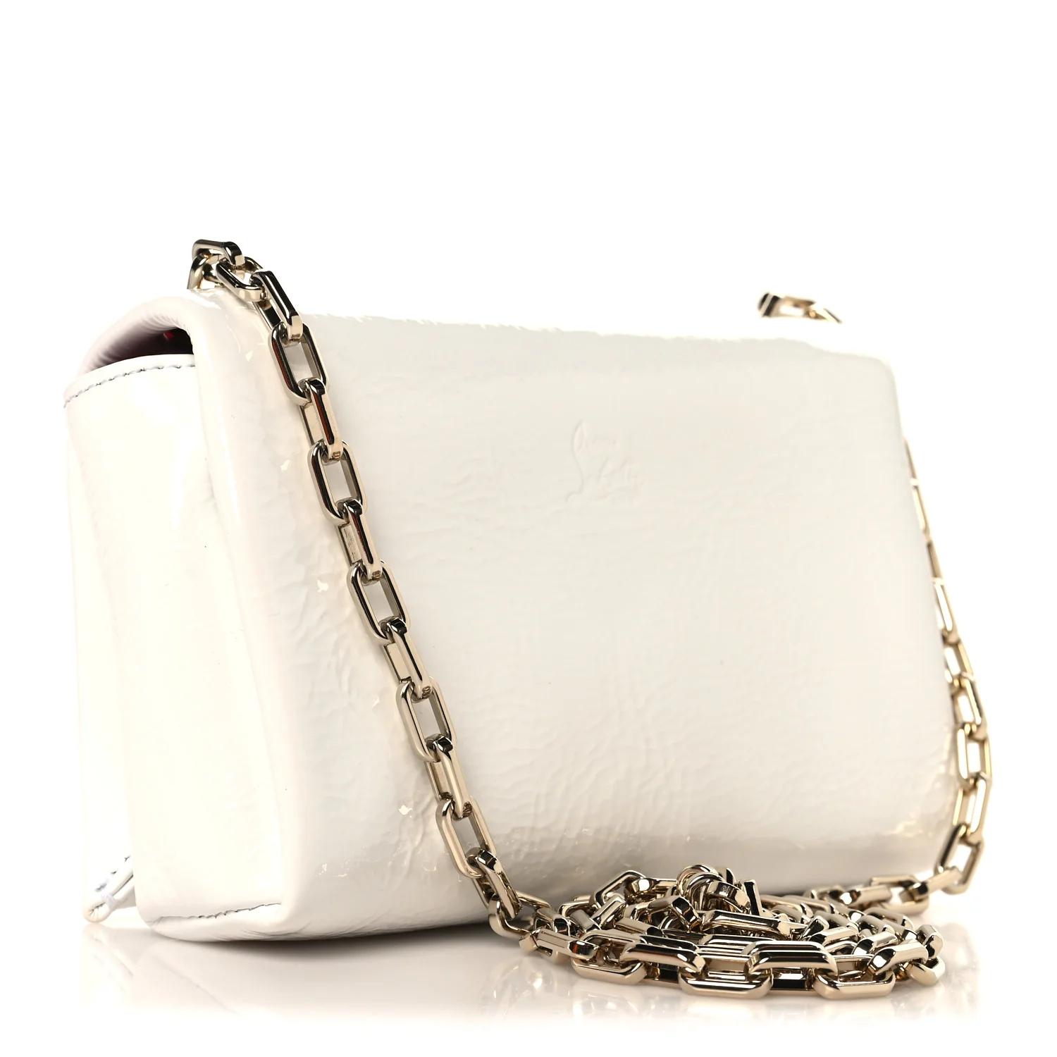 Naplak Patent Calfskin Monochrome Small Loubi54 Shoulder Bag White - Image 3