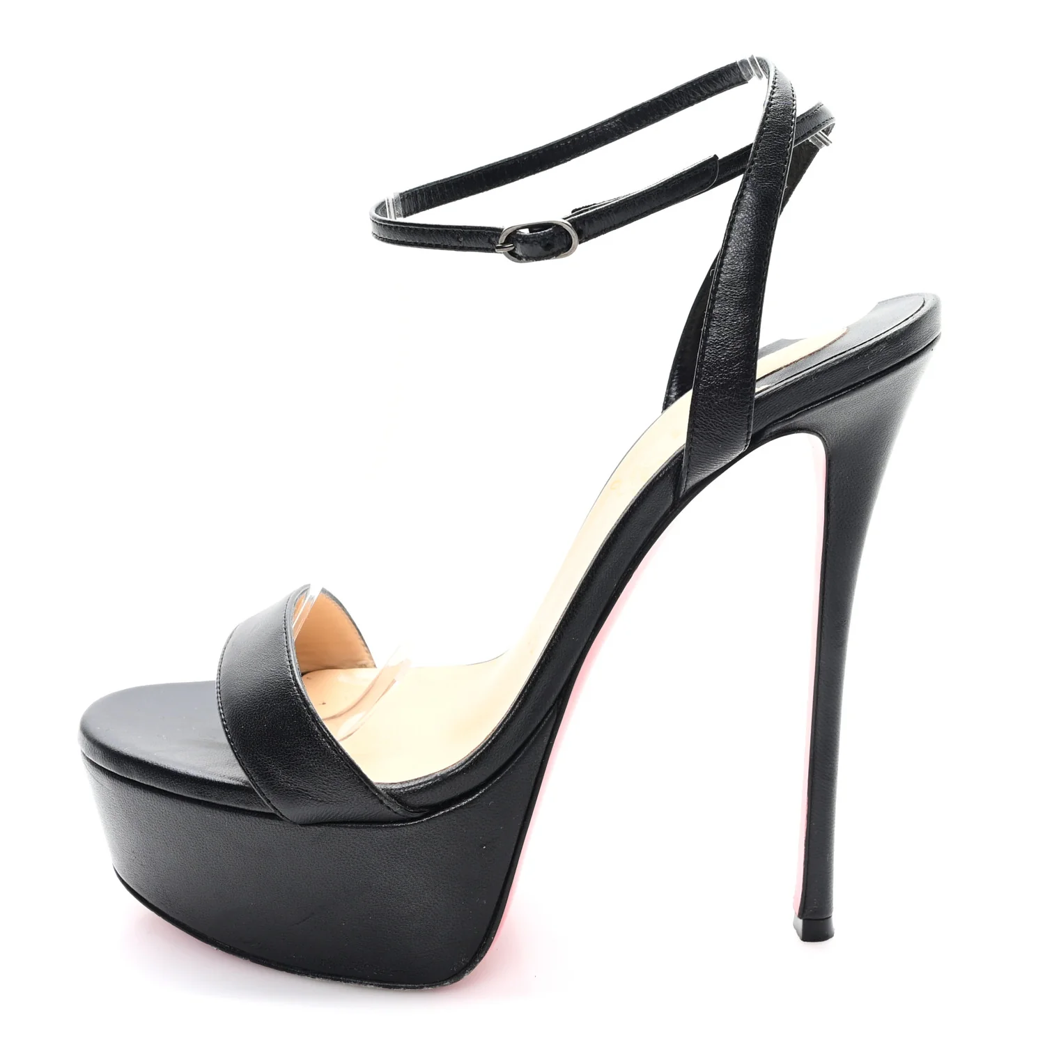 Nappa Loubi Queen Alta 150 Platform Sandals 37 Black