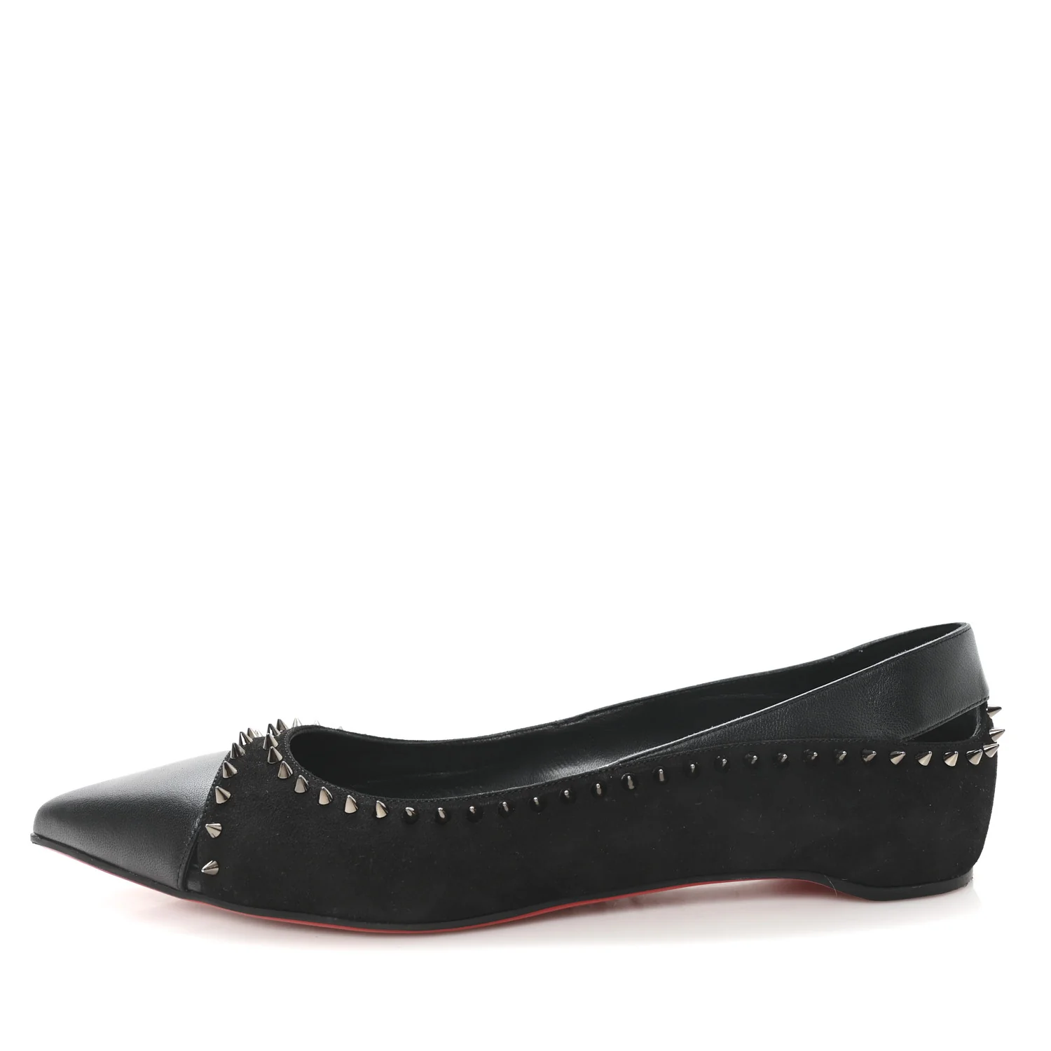 Nappa Suede Spikes Duvettina Ballerina Flats 38 Black