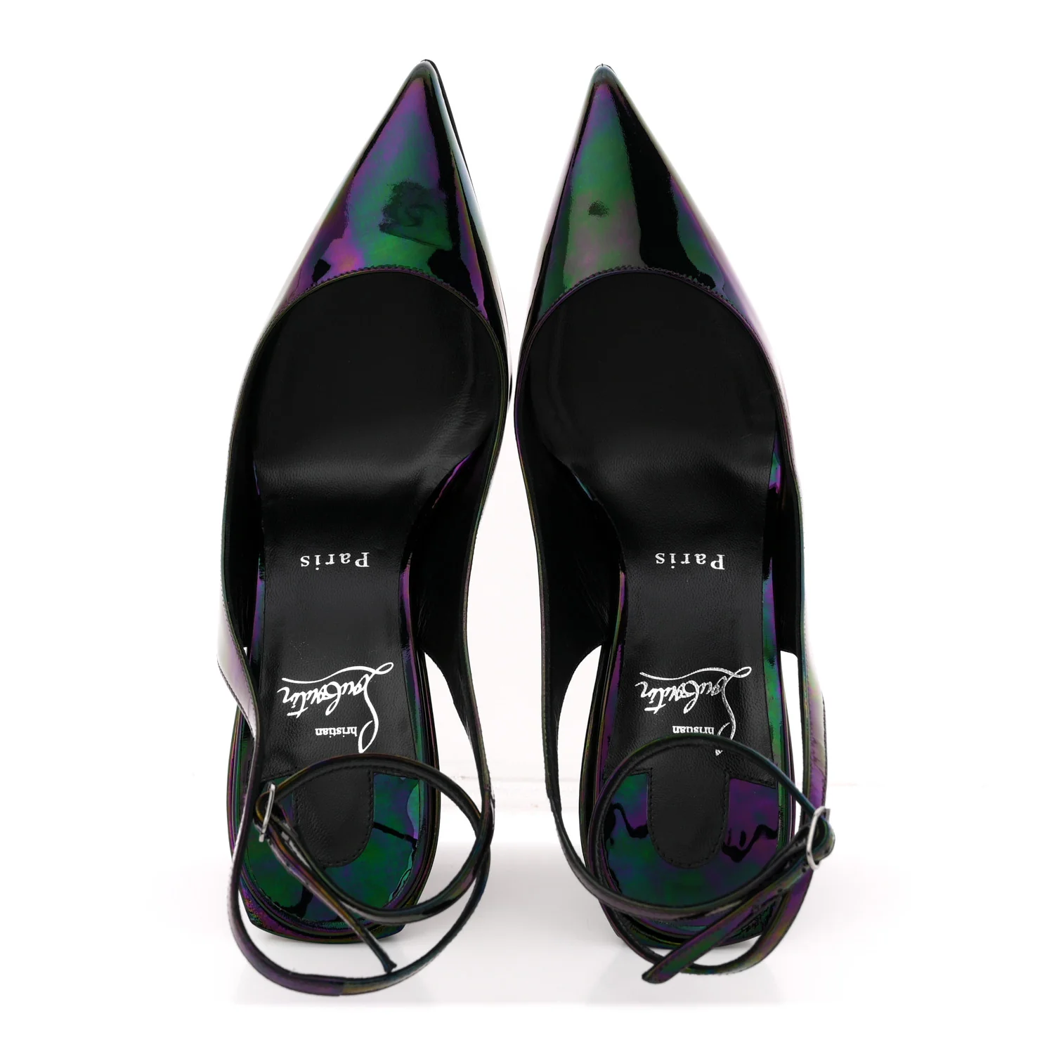 Patent Iridescent Sling Condorage 85 Wedge Pumps 37 Black - Image 2