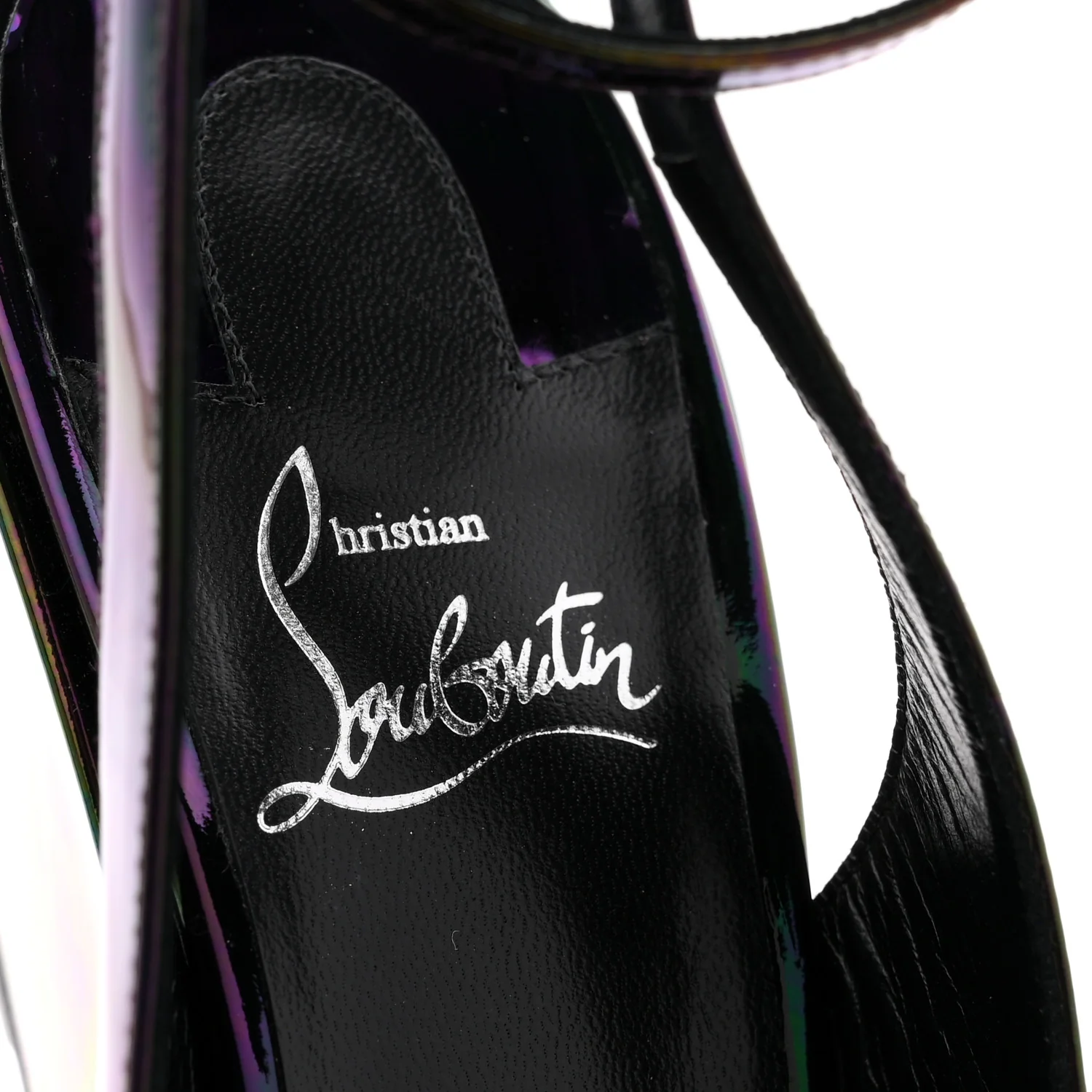 Patent Iridescent Sling Condorage 85 Wedge Pumps 37 Black - Image 8
