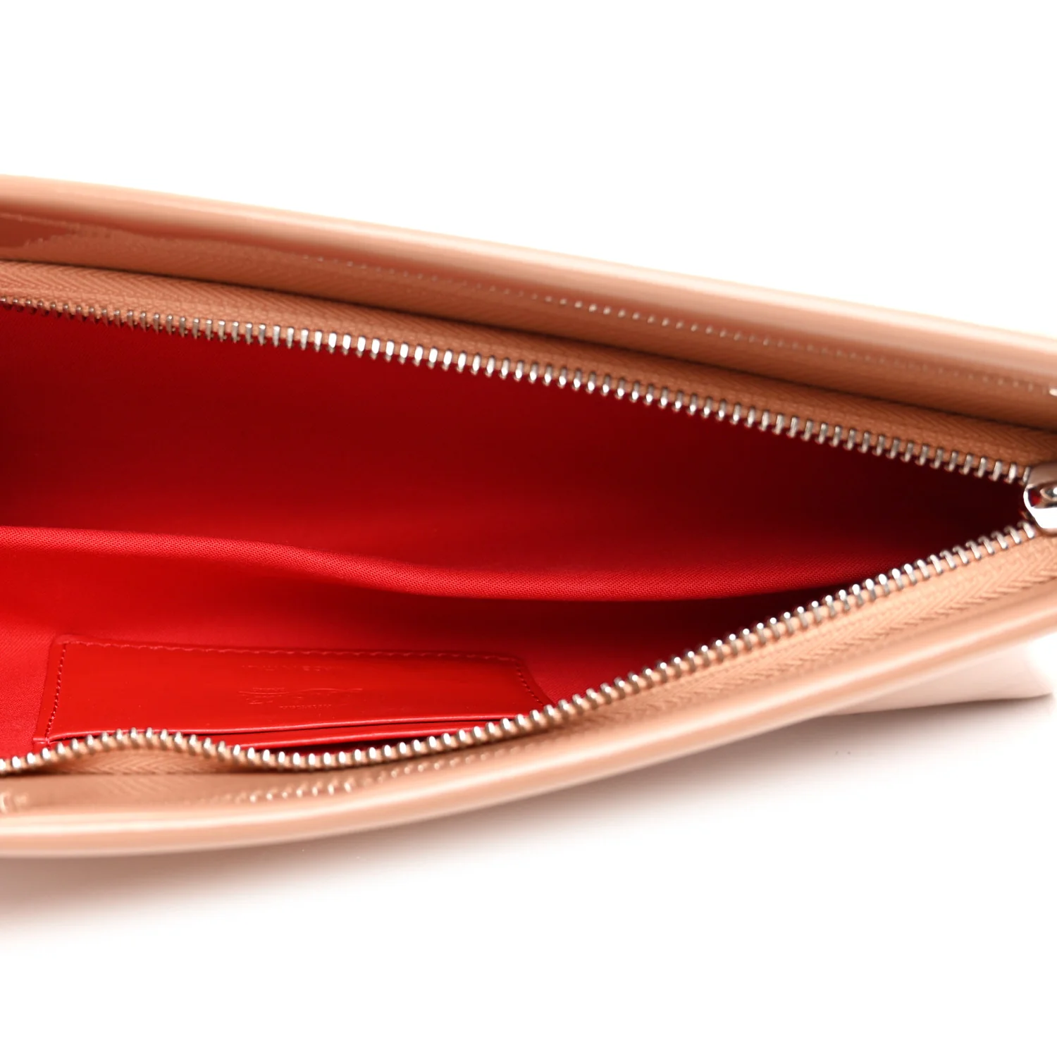 Patent Loubi Twist Zip Clutch Bag Nude - Image 5