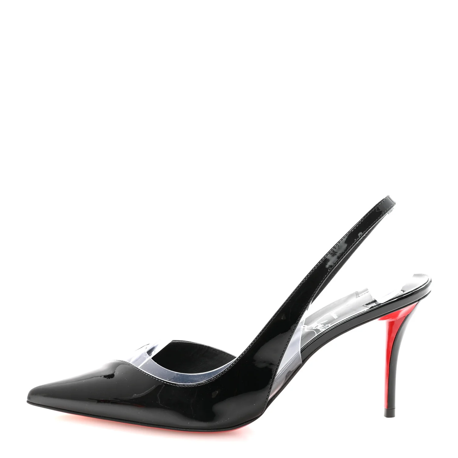 Patent PVC Posticha 80 Slingback Pumps 37 Black