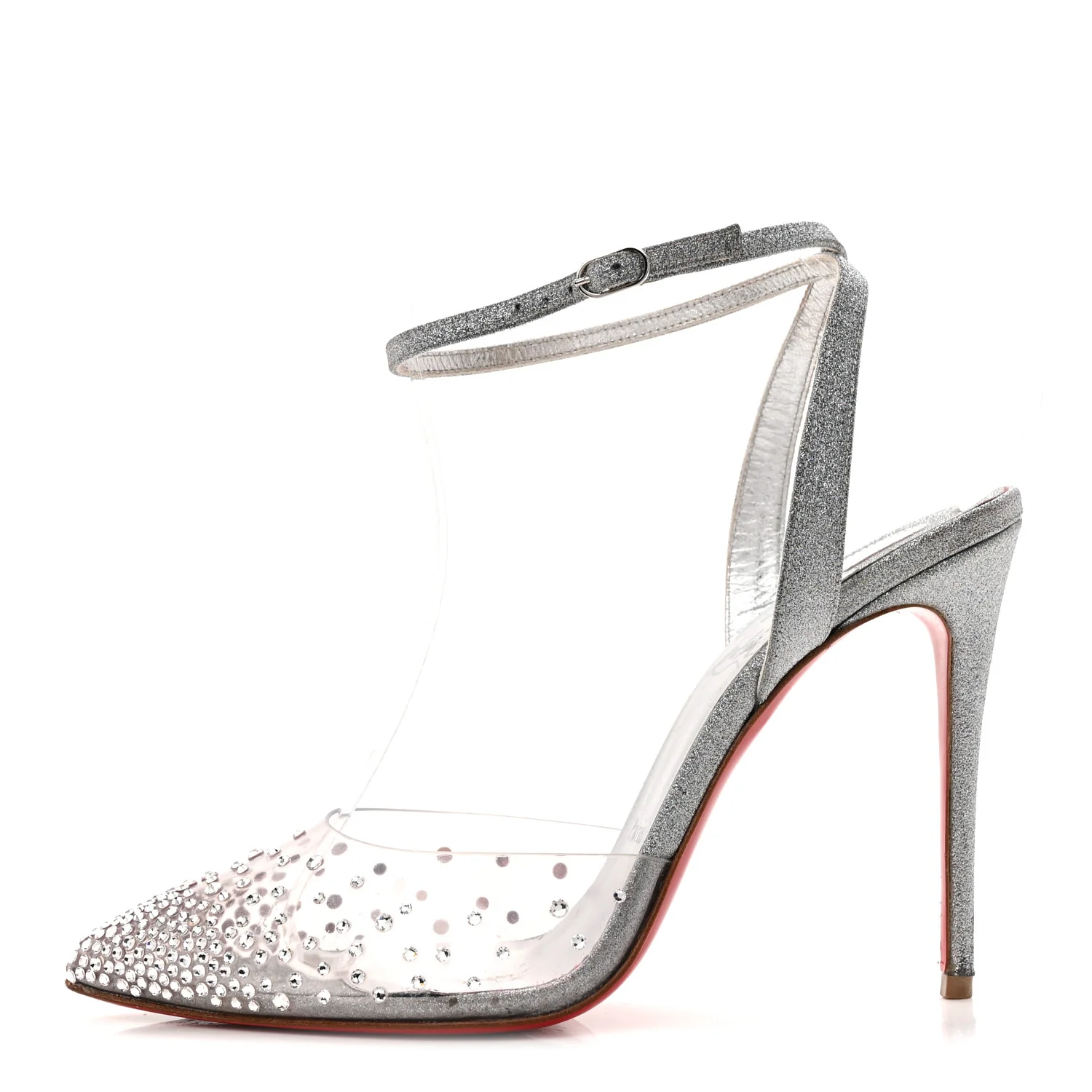 PVC Glittered Calfskin Spikaqueen 100 Pumps 37.5 Silver