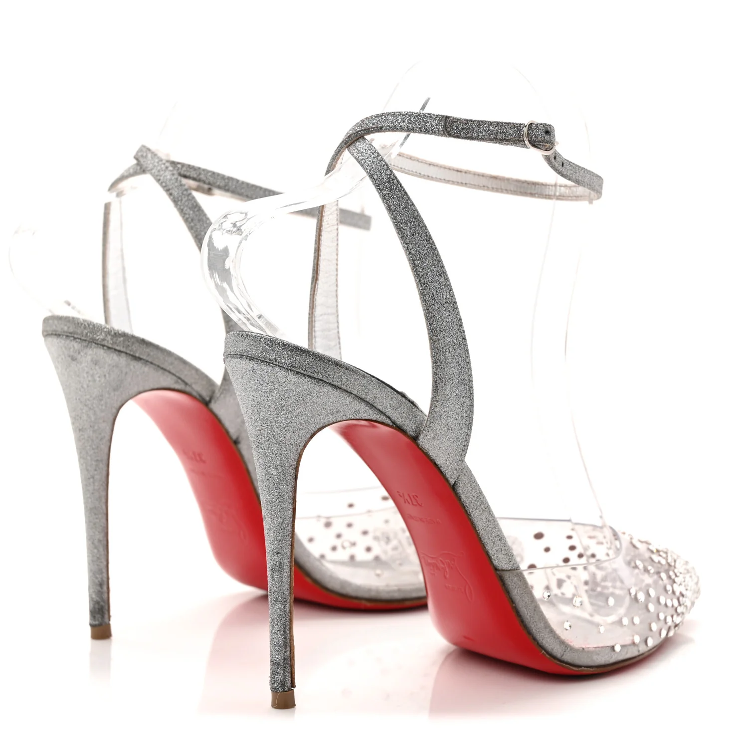 PVC Glittered Calfskin Spikaqueen 100 Pumps 37.5 Silver - Image 5