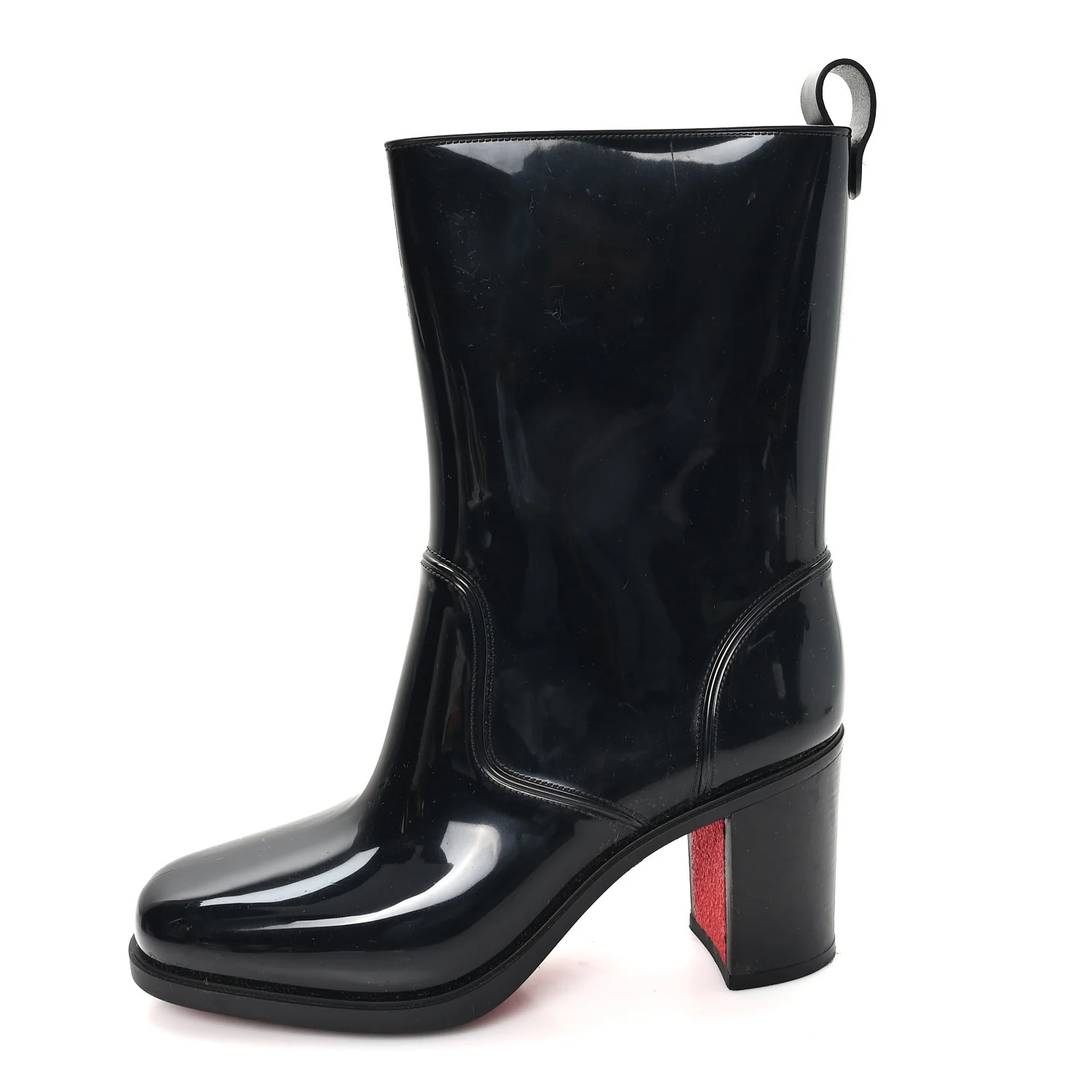 Recycled PVC Calfskin Loubirain 70 Boots 39 Black