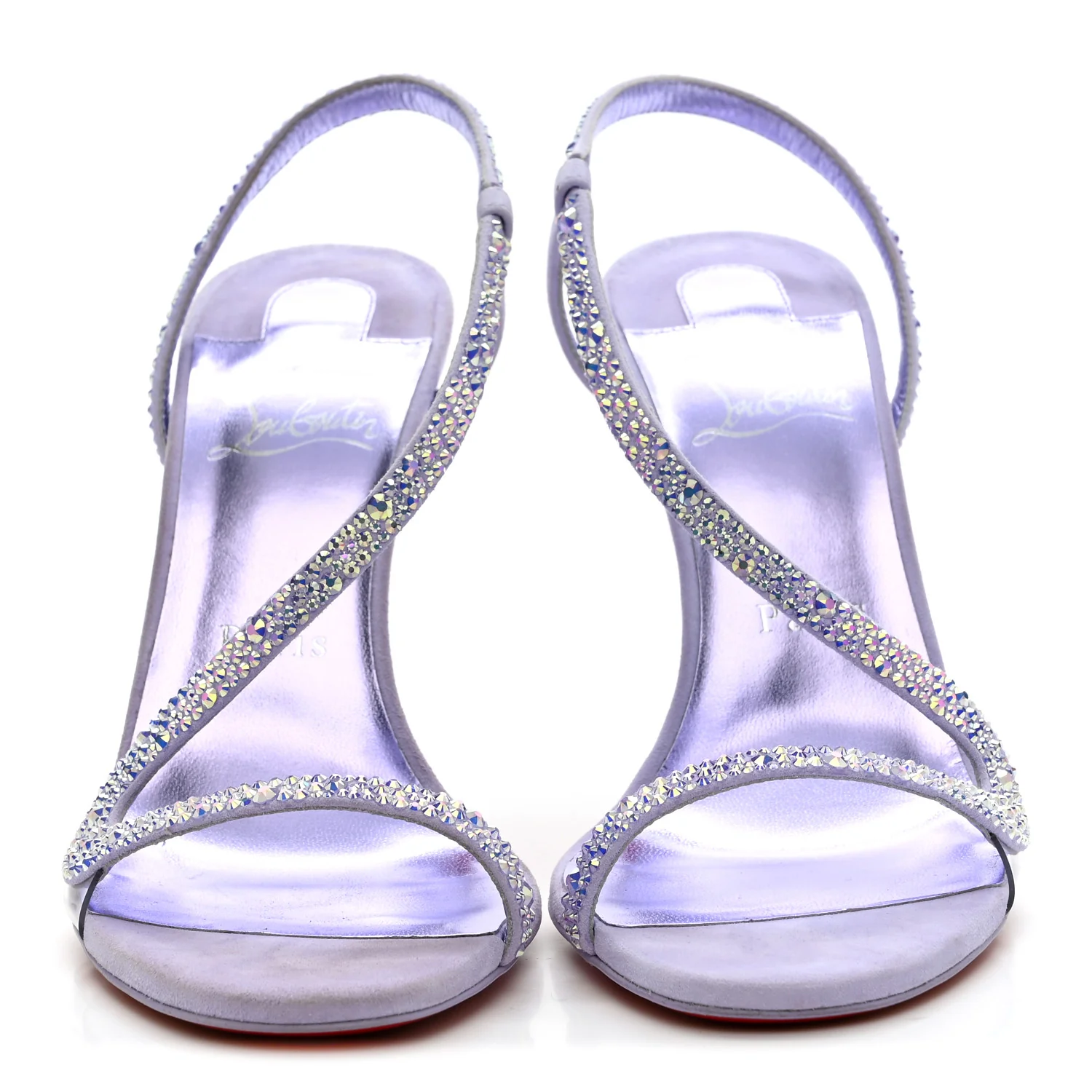 Suede Crystal Strass Rosalie 100 Sandals 37.5 Lilac Smoke - Image 3
