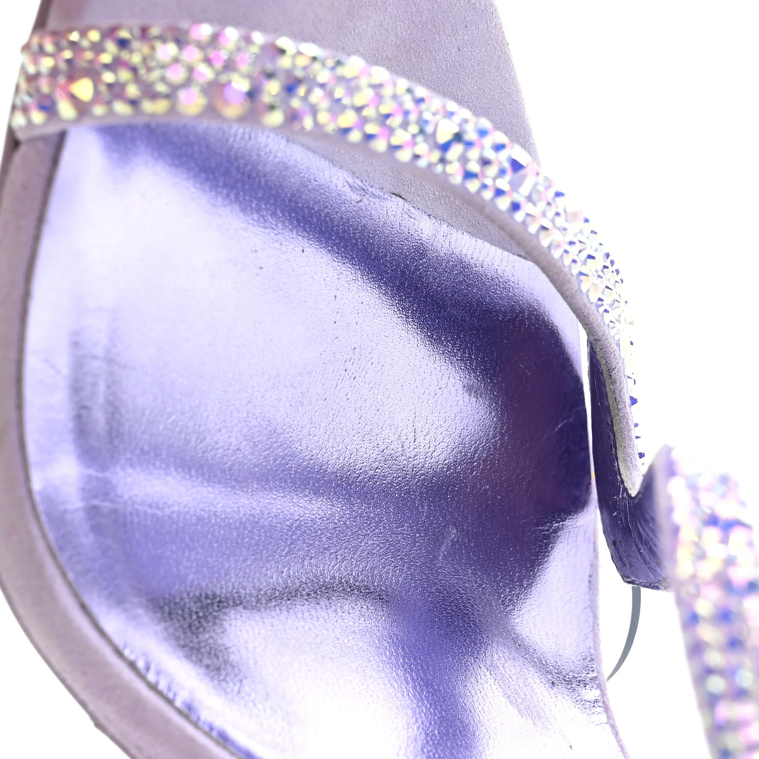 Suede Crystal Strass Rosalie 100 Sandals 37.5 Lilac Smoke - Image 9
