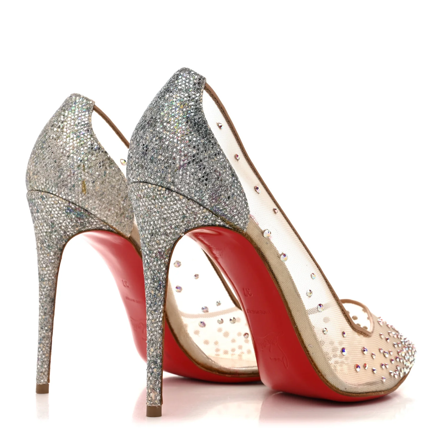Suede Lame Crystal Strass Follies 100 Pumps 37 Light Silk - Image 5