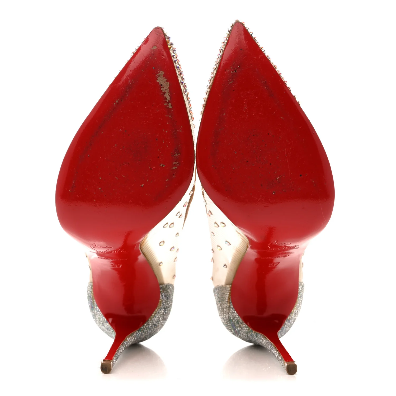 Suede Lame Crystal Strass Follies 100 Pumps 37 Light Silk - Image 6