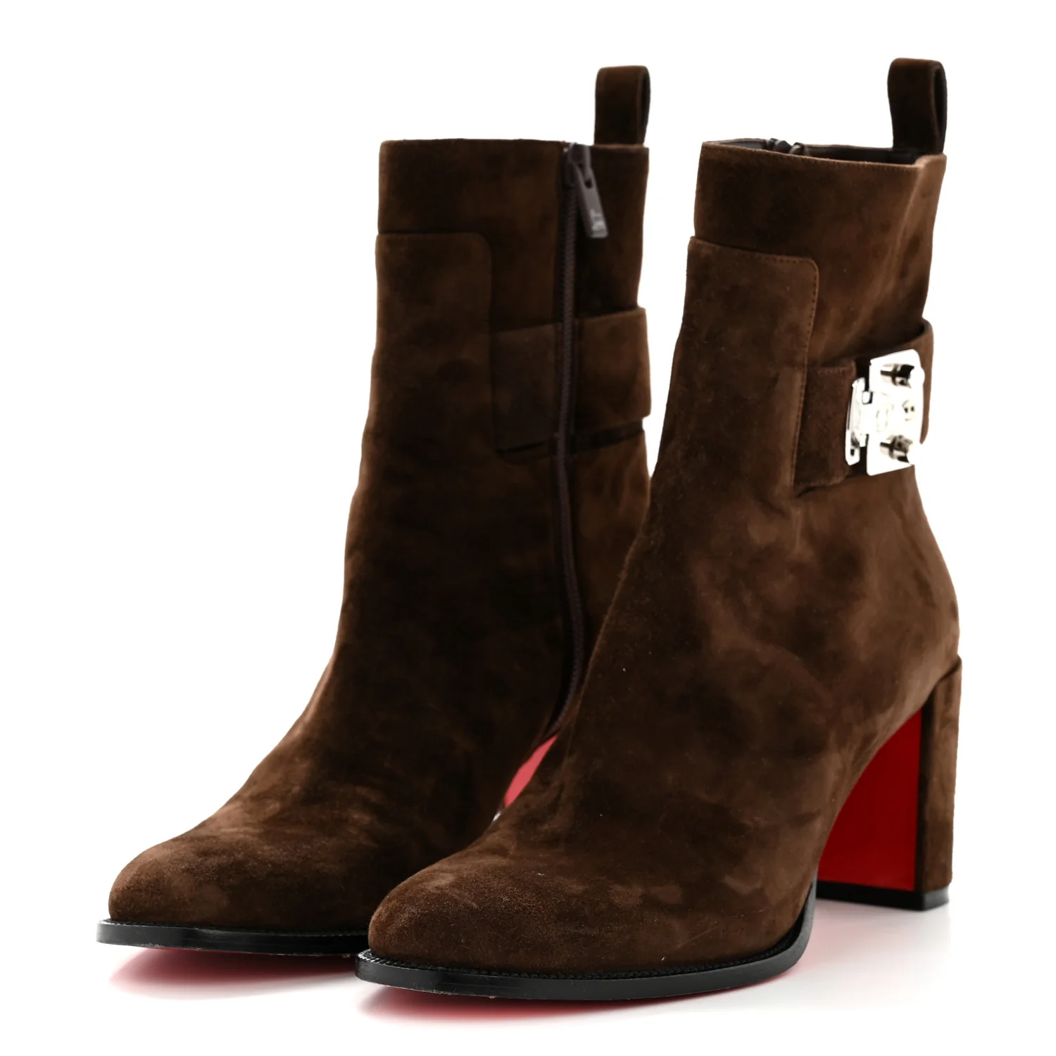Suede Lock Booty 70 Ankle Boots 39.5 Brown - Image 4
