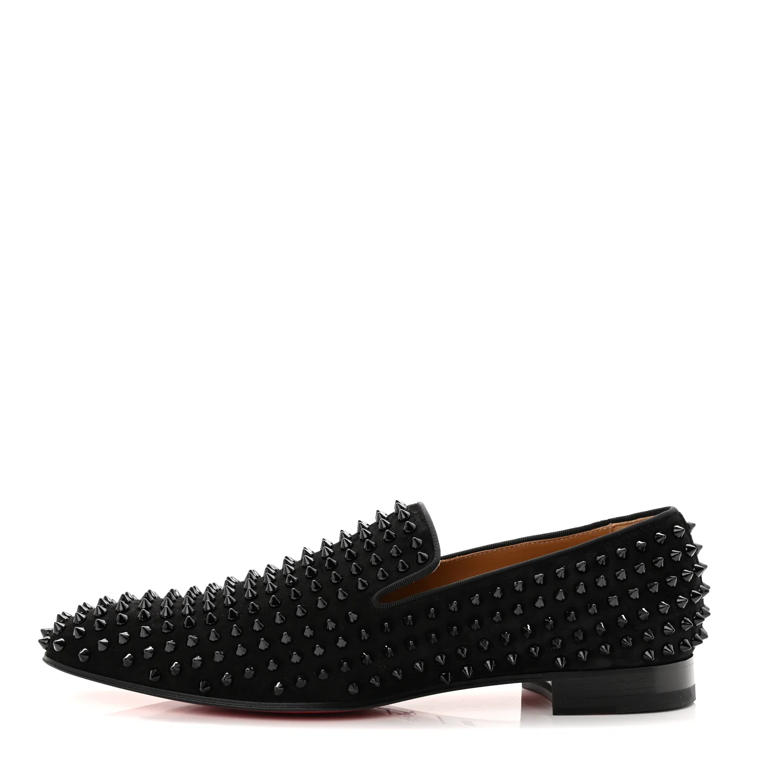 Veau Velours Spikes Mens Dandelion Flat Loafers 42.5 Black