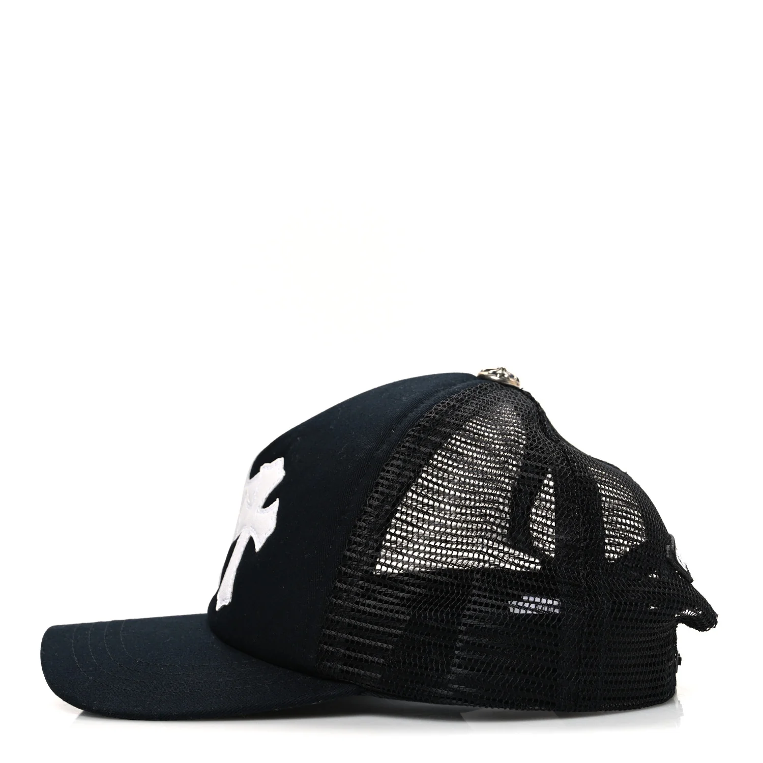 Cotton Mesh Triple Cross Cemetery CH Trucker Hat Black White - Image 4