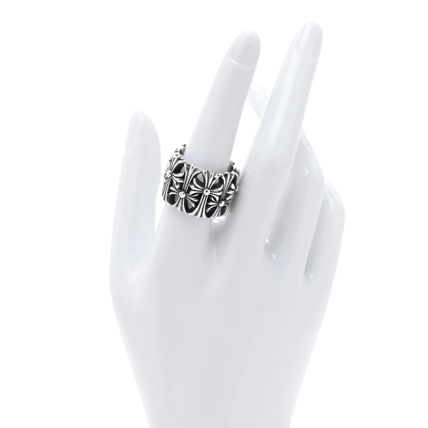 Sterling Silver Cemetery Cross Ring 57 8 - Image 2