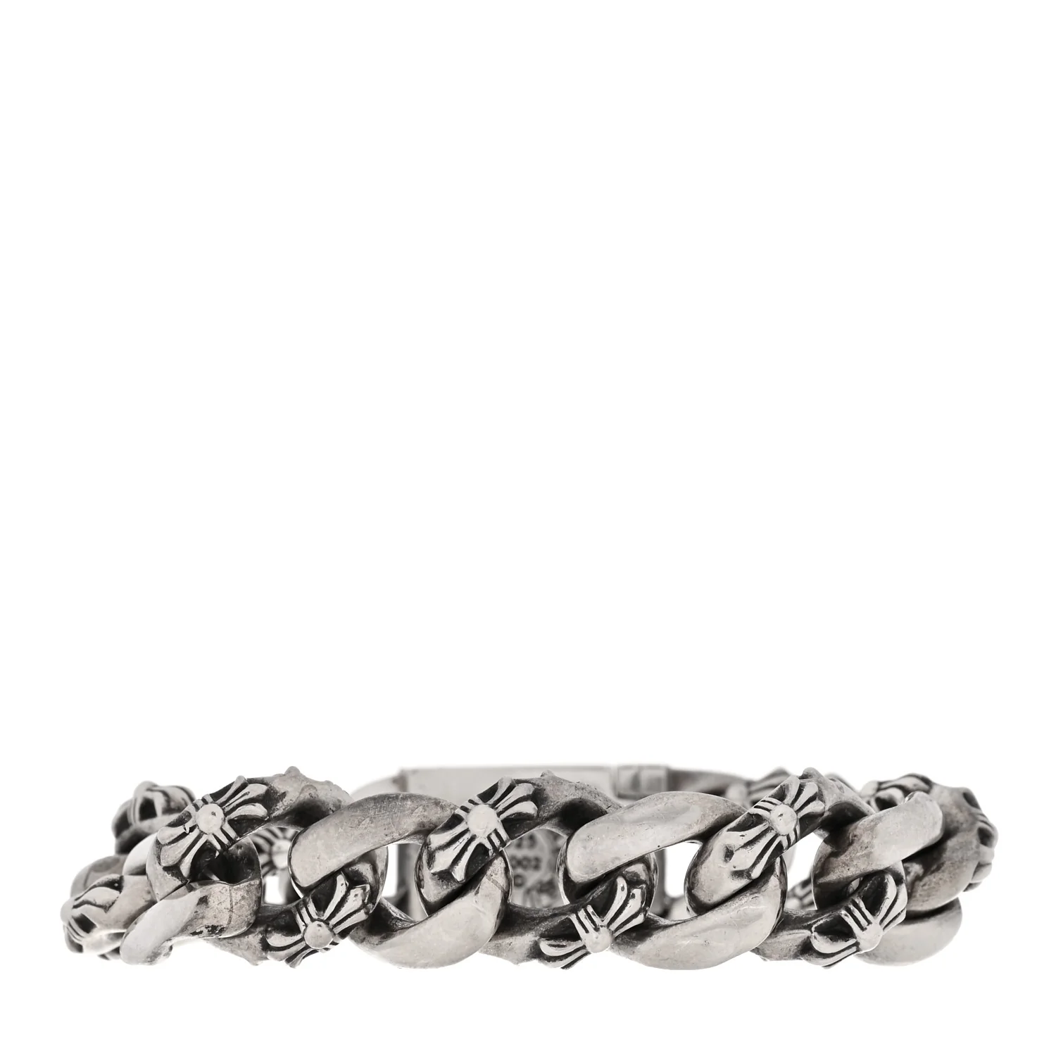 Sterling Silver Cross Box Fancy Link Curb Chain Bracelet