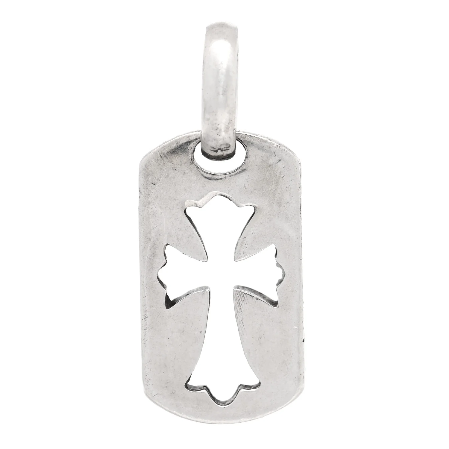 Sterling Silver Cross Cut Out Dog Tag Pendant